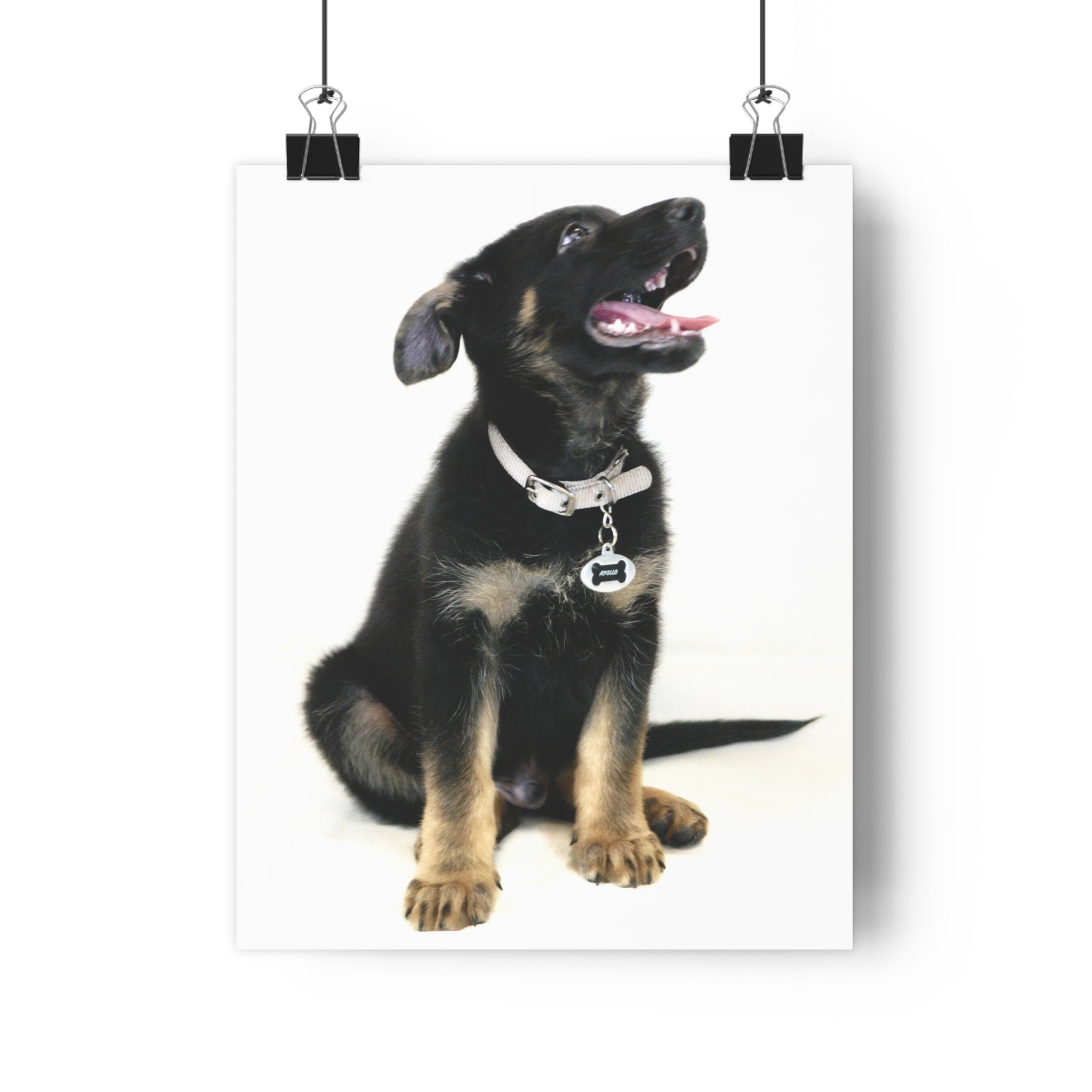German Shepherd Puppy Giclée Art Print — Adorable Black & Tan Dog Portrait by autistic artist