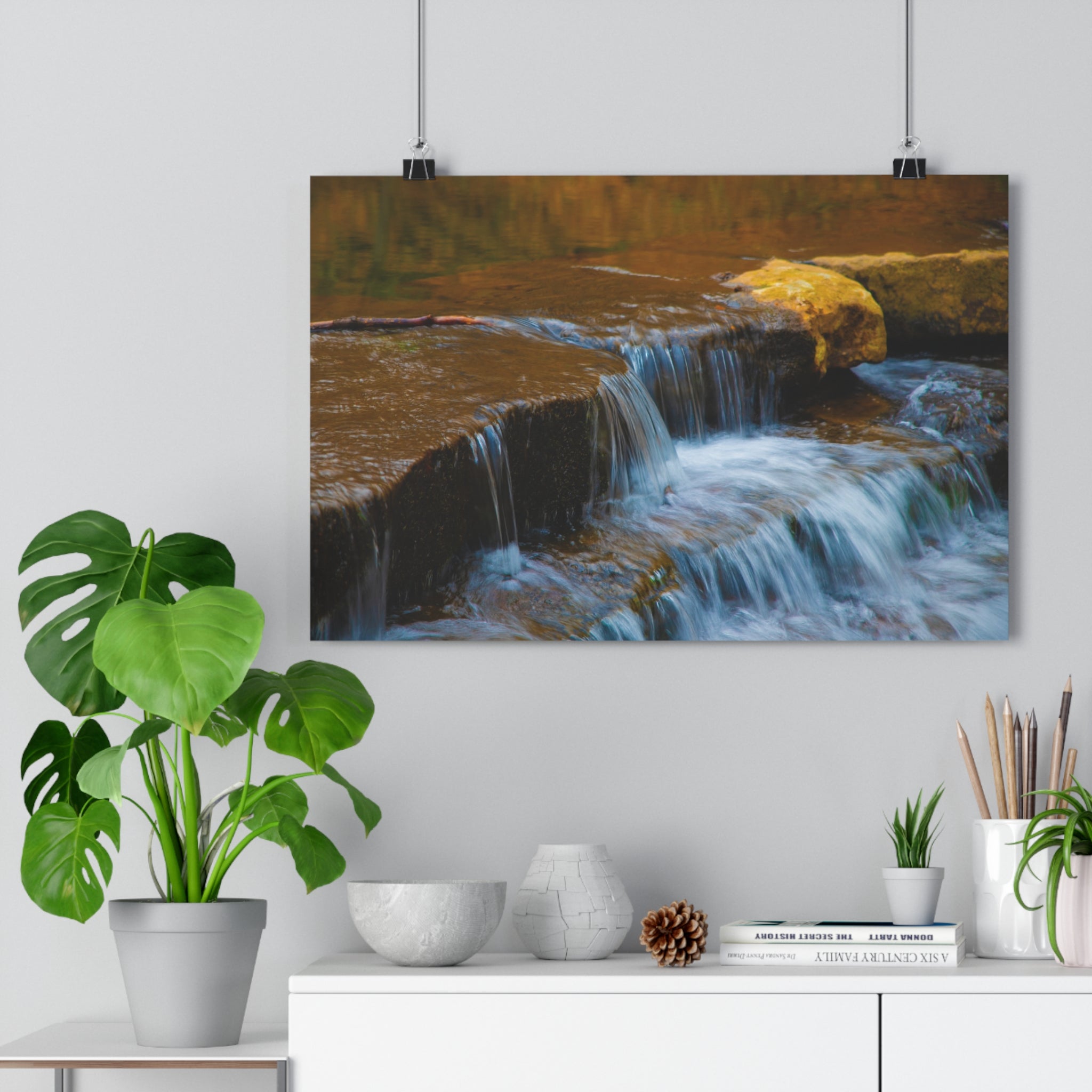 Laurel Hill State Park Waterfall Giclée Art Print Close-up — Serene Cascading Falls Autumn Landscape Wall Art by autistic photographer