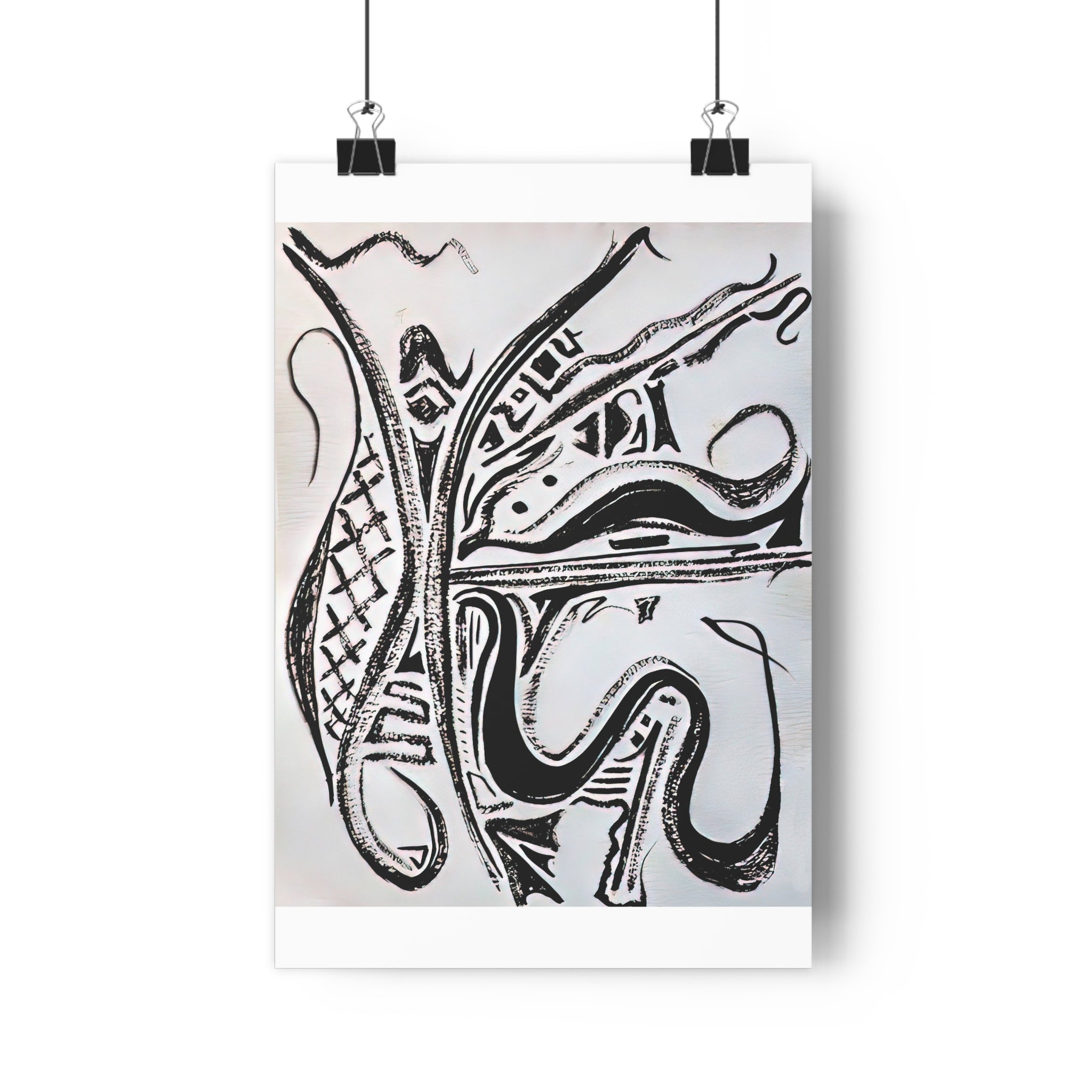 Rhythm in Monochrome-Abstract Black & White Giclée Art Print — Bold Monochrome Linework by autistic artist