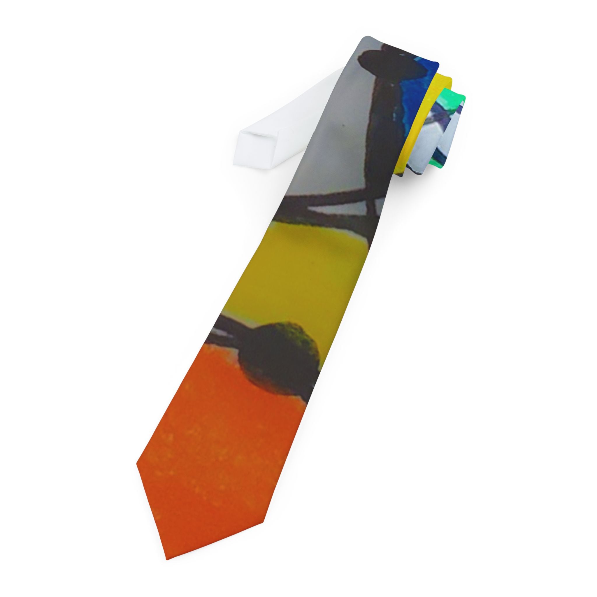 Abstract Colorblock Necktie — Bold Orange, Yellow & Blue Art Tie by autistic artist