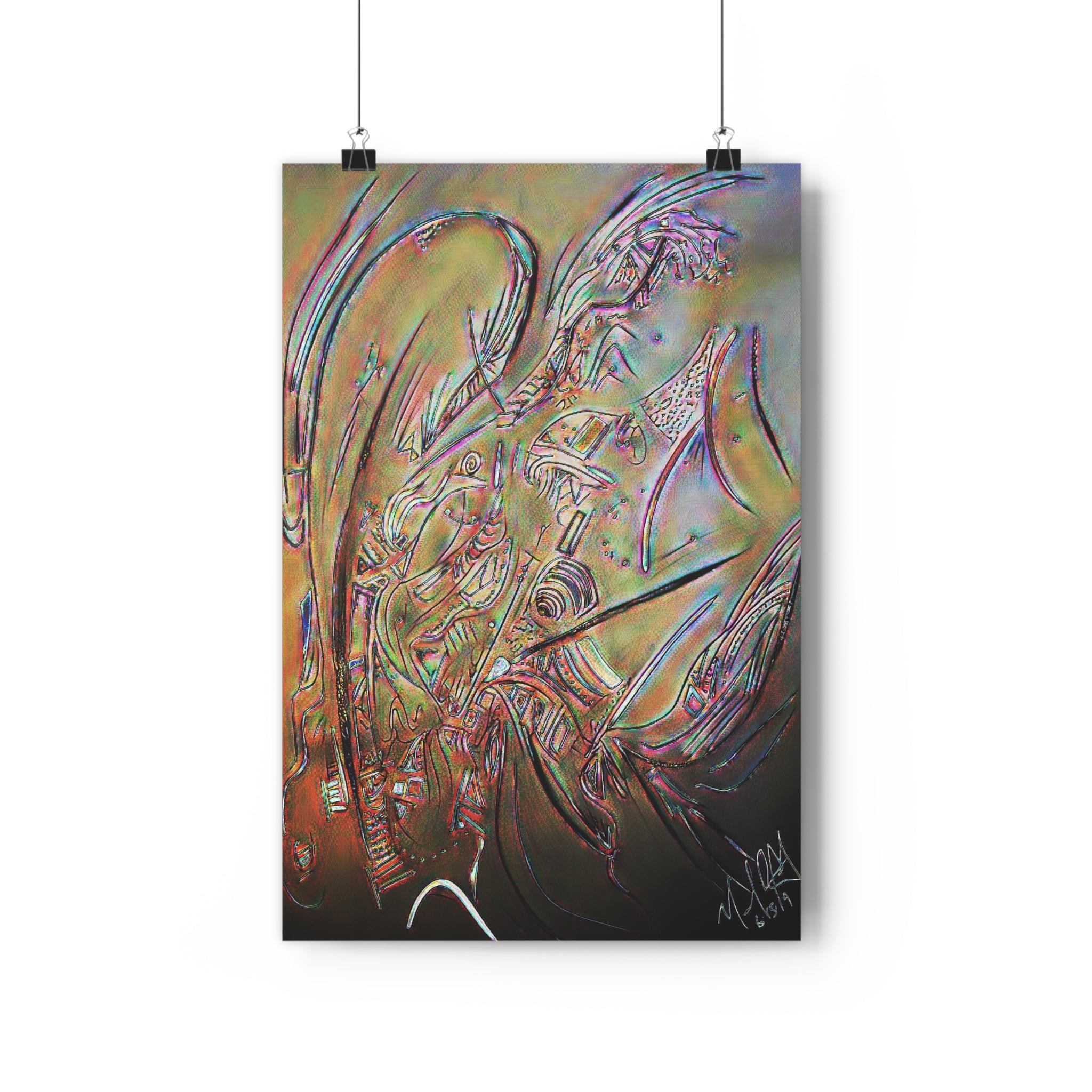 Abstract Angel Giclée Art Print — Iridescent Spiritual Wall Art