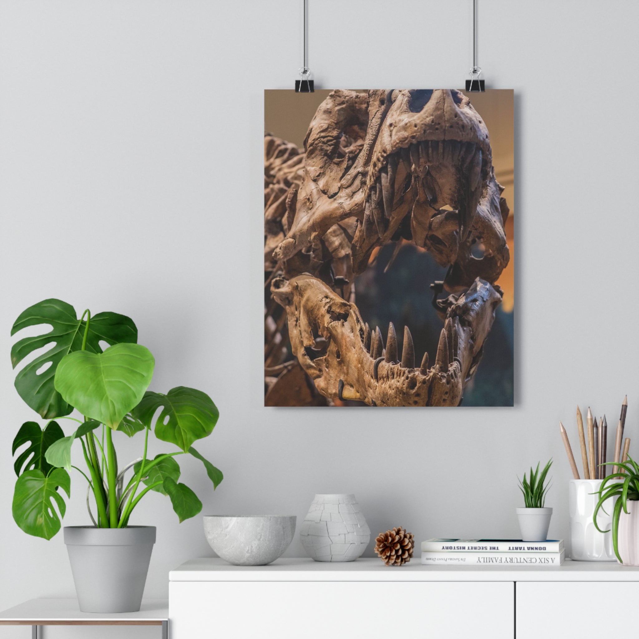 Tyrannosaurus Rex Skull Giclée Art Print — High-Angle Prehistoric Fossil Wall Art by autistic photographer at Carnegie Museum of Natural History, Pittsburgh, Pennsylvania