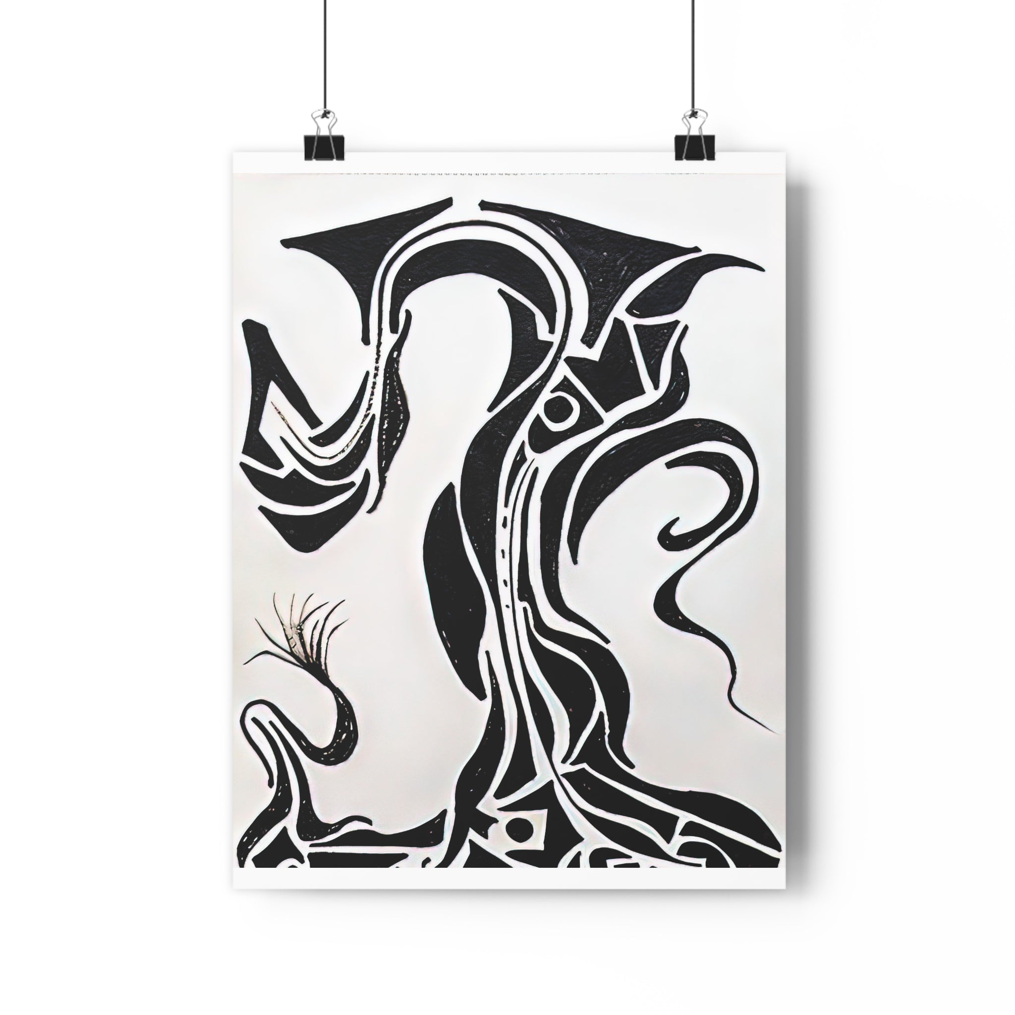 Giclée Art Print — Abstract Black & White Gnarled Coastal Tree Illustration by autistic artist