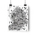Abstract Black & White Giclée Art Print — Inner Monologue - Hand Drawn Silhouette by autistic artist
