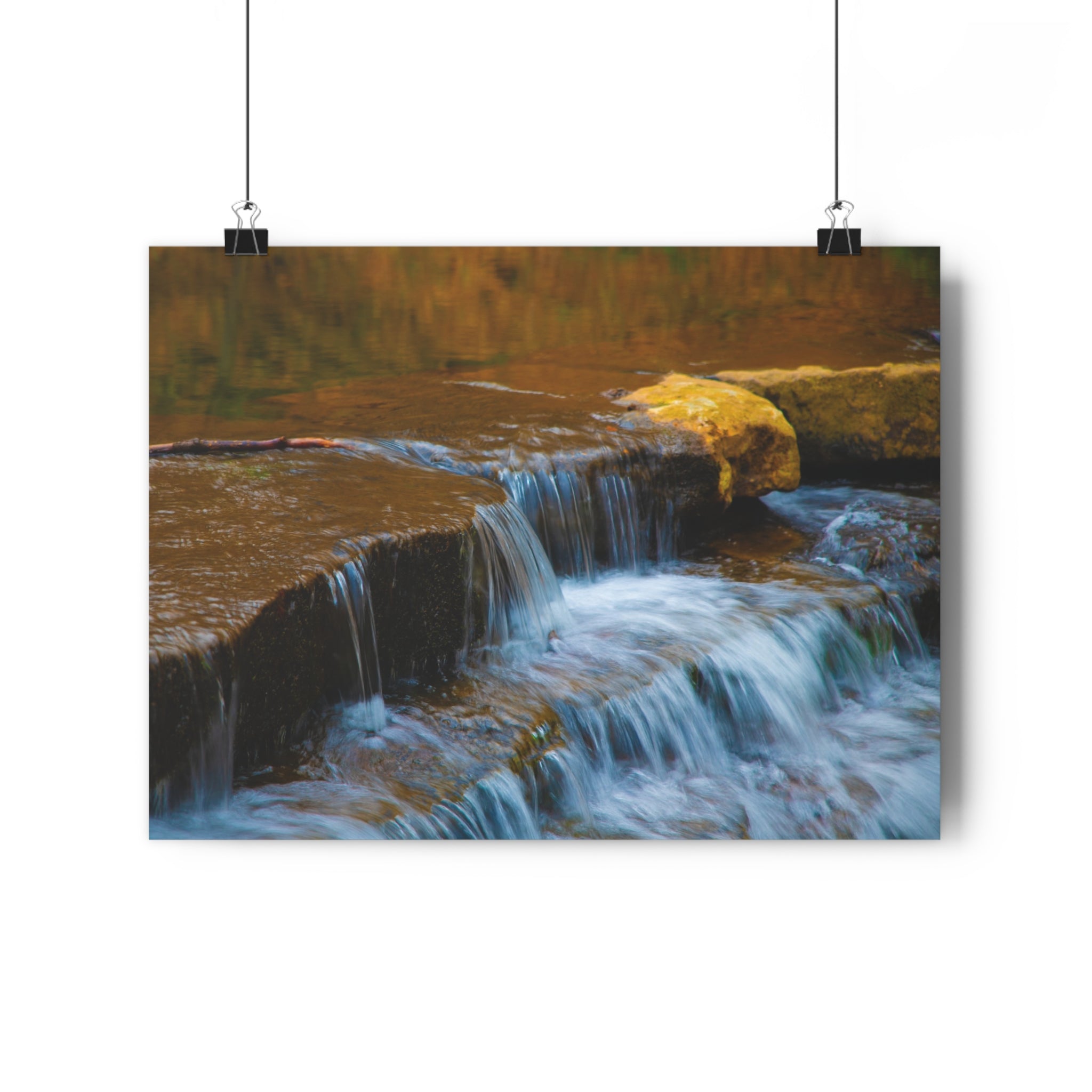 Laurel Hill State Park Waterfall Giclée Art Print Close-up — Serene Cascading Falls Autumn Landscape Wall Art by autistic photographer