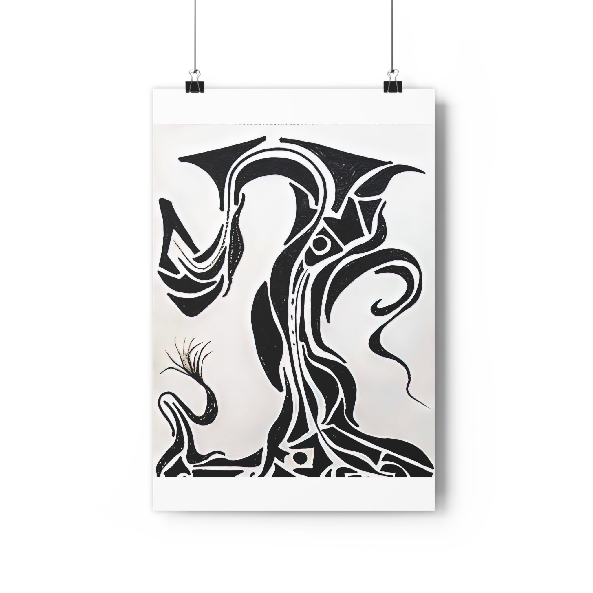 Giclée Art Print — Abstract Black & White Gnarled Coastal Tree Illustration by autistic artist