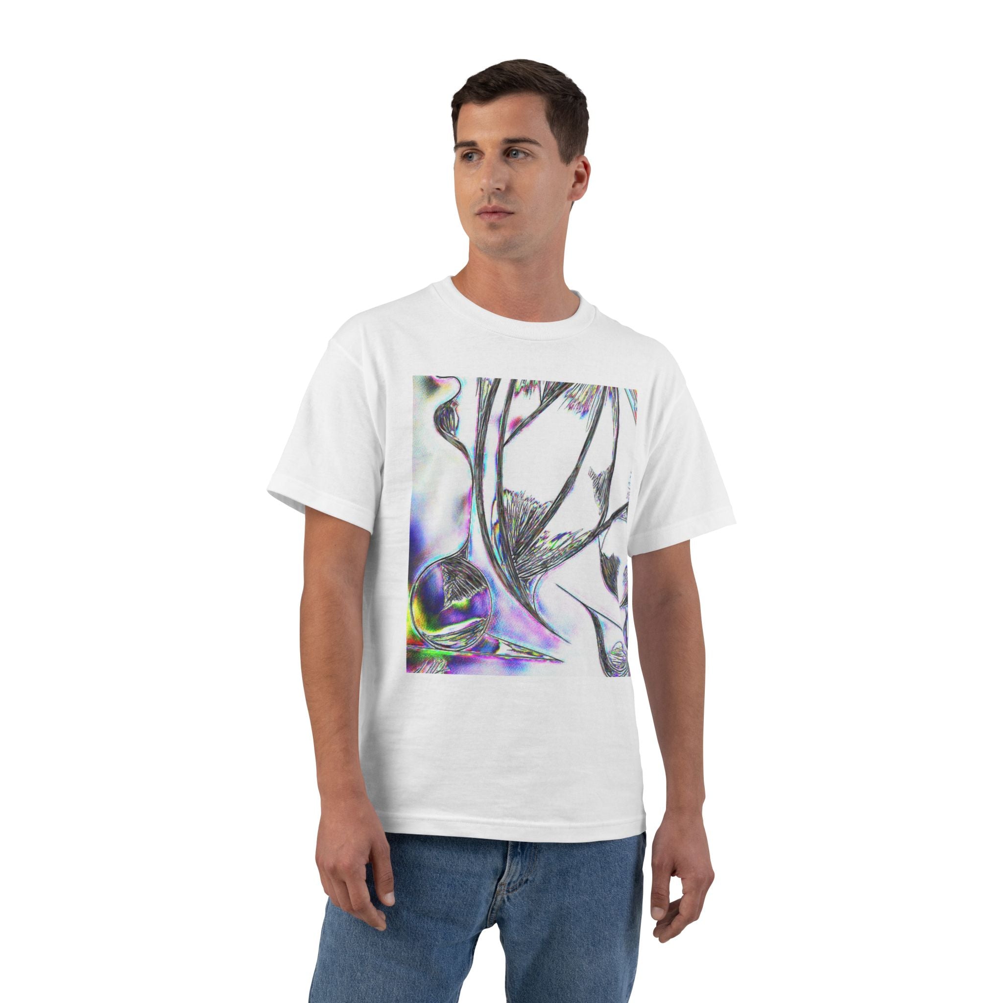Abstract Delicate Linework T-Shirt — Iridescent Nature Graphic Tee