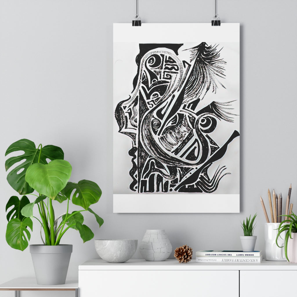 The Friction of Grace: Black & White Giclée Art Print-hand drawn by autistic artist