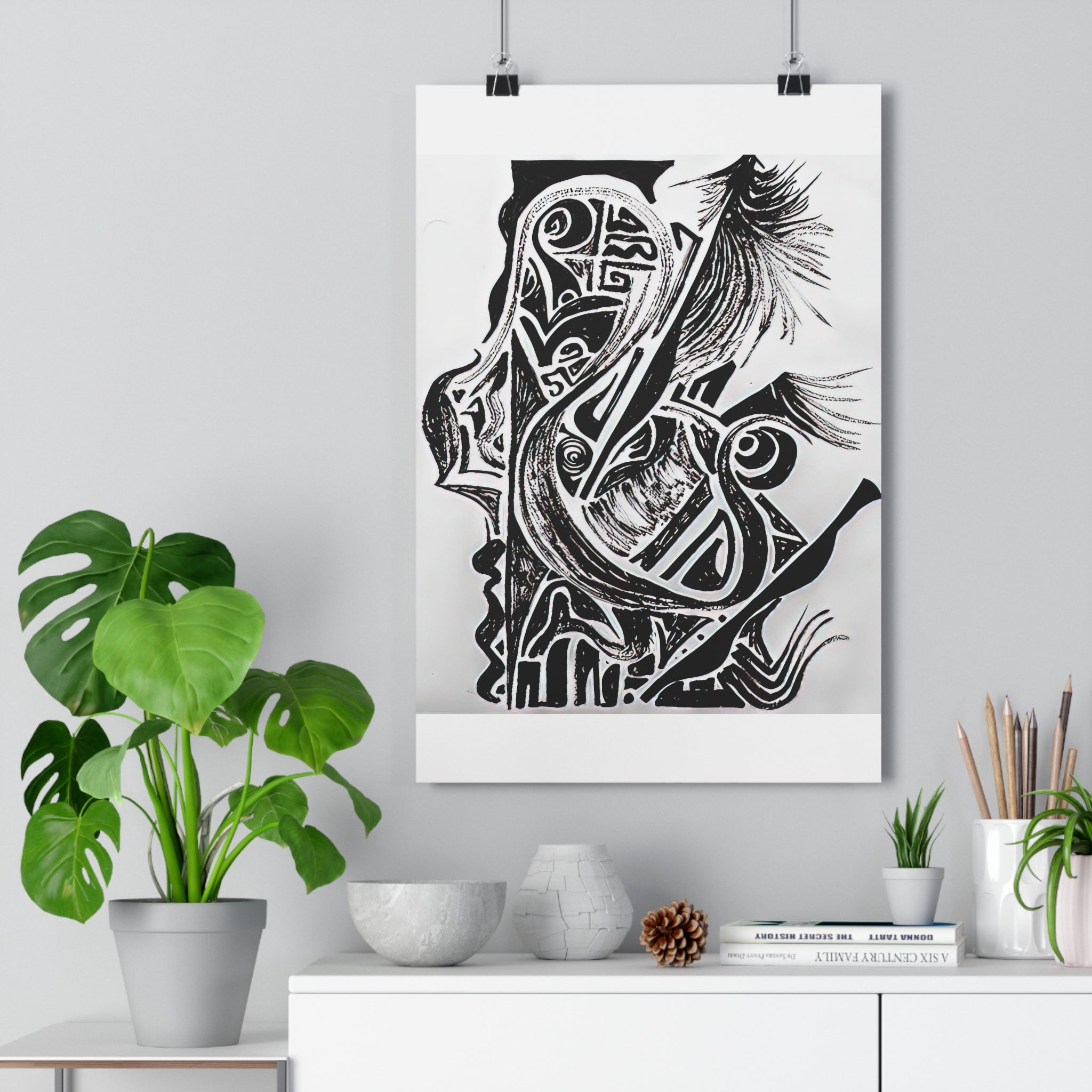The Friction of Grace: Black & White Giclée Art Print-hand drawn by autistic artist