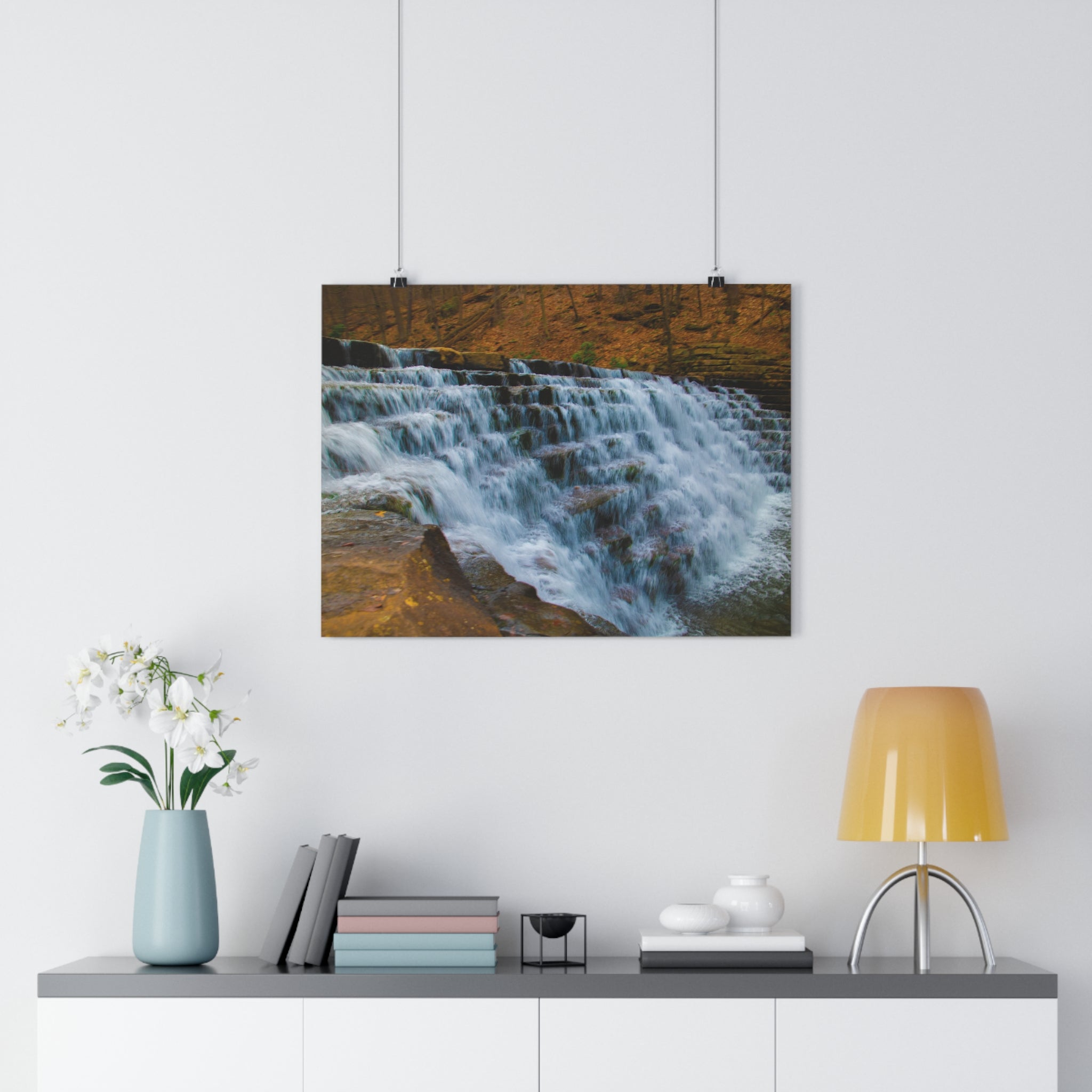 Laurel Hill State Park Cascading Waterfall Giclée Art Print — Serene Cascading Falls Autumn Landscape Wall Art by autistic photographer