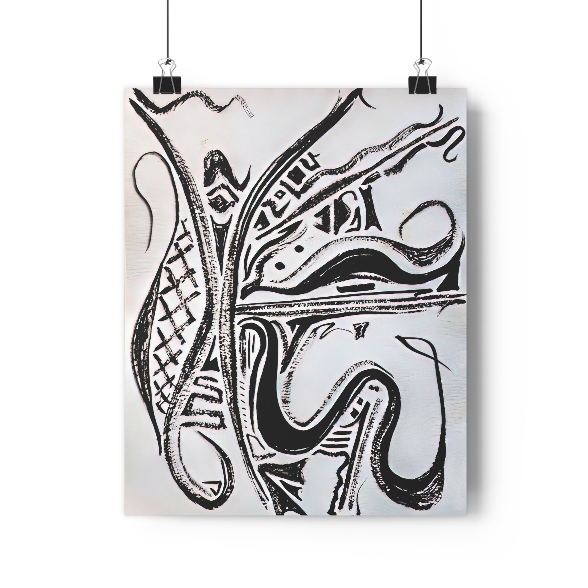 Rhythm in Monochrome-Abstract Black & White Giclée Art Print — Bold Monochrome Linework by autistic artist