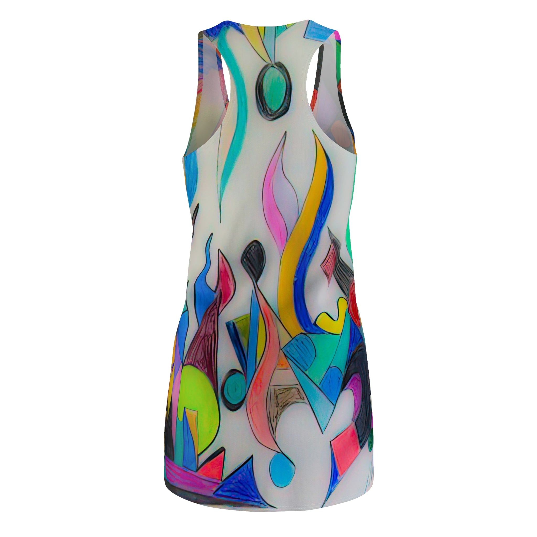 Abstract Color Splash Racerback Dress — Vibrant All-Over Print by autistic artist