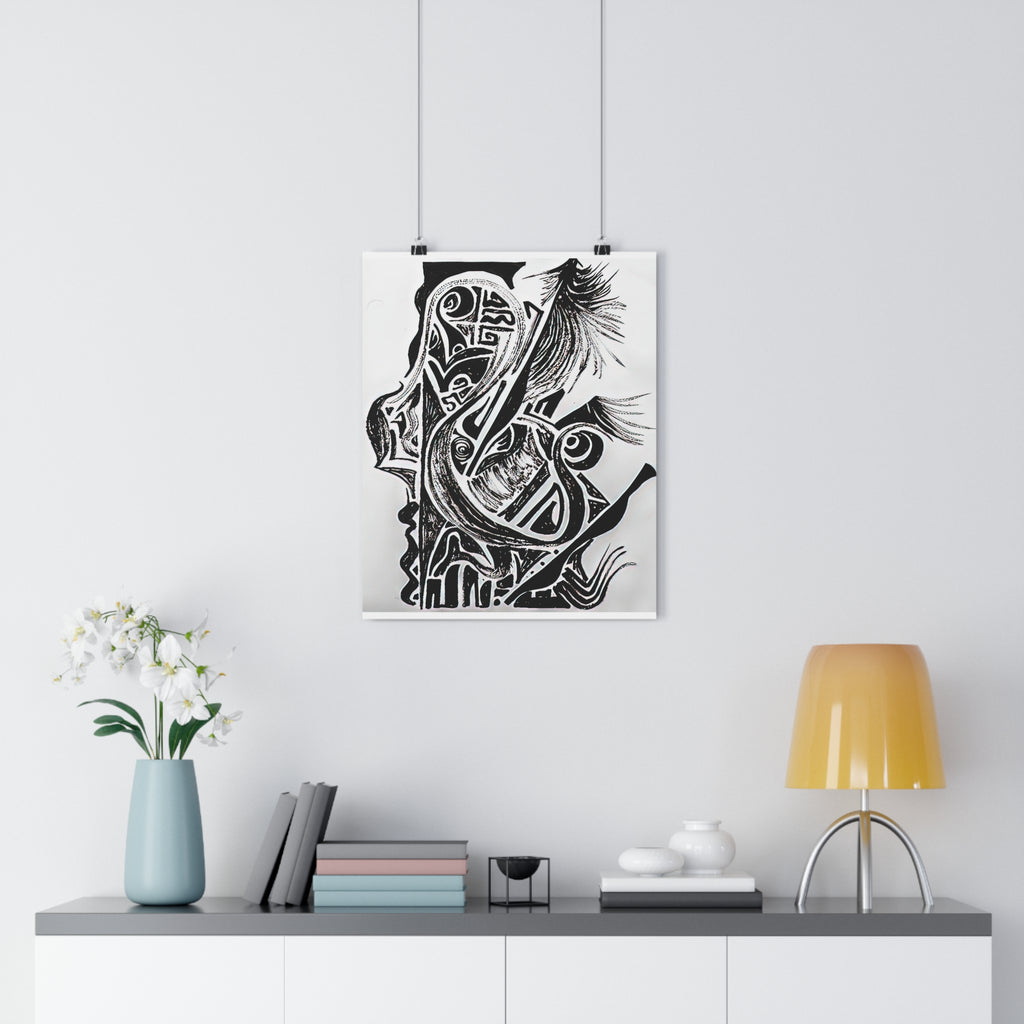 The Friction of Grace: Black & White Giclée Art Print-hand drawn by autistic artist