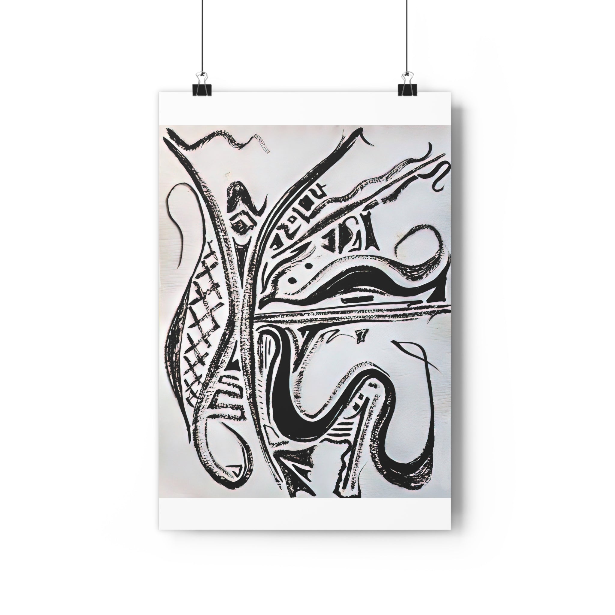 Rhythm in Monochrome-Abstract Black & White Giclée Art Print — Bold Monochrome Linework by autistic artist