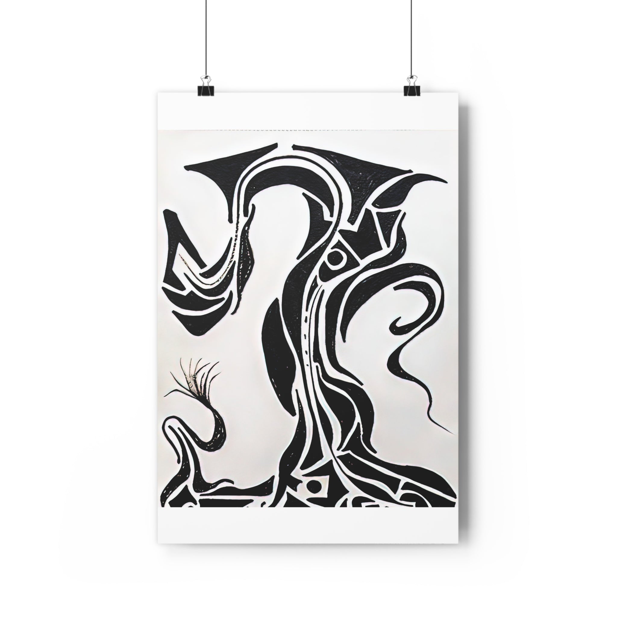 Giclée Art Print — Abstract Black & White Gnarled Coastal Tree Illustration by autistic artist