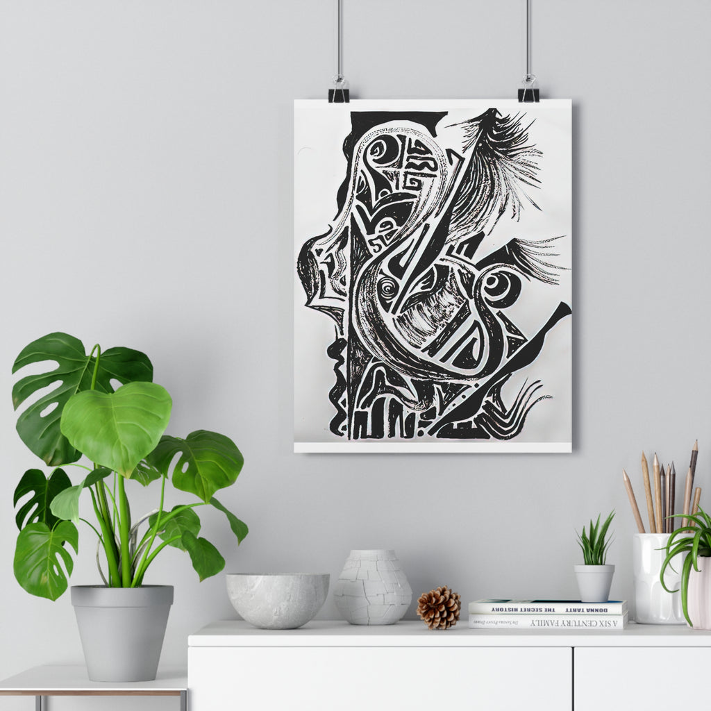 The Friction of Grace: Black & White Giclée Art Print-hand drawn by autistic artist
