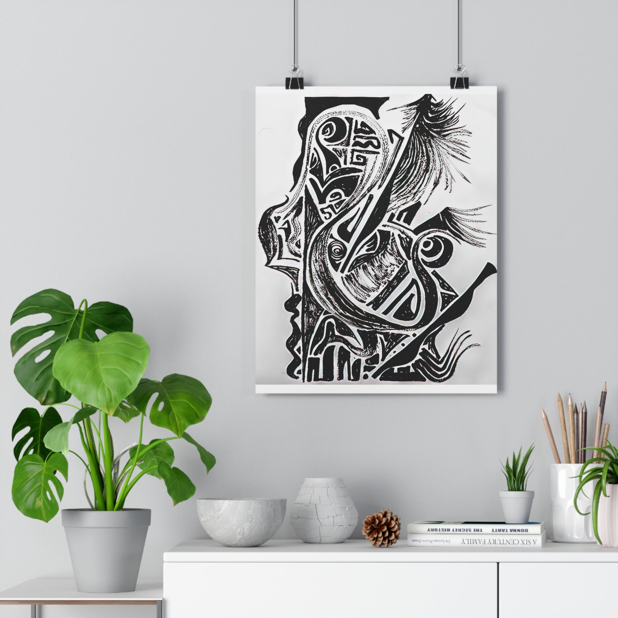 The Friction of Grace: Black & White Giclée Art Print-hand drawn by autistic artist
