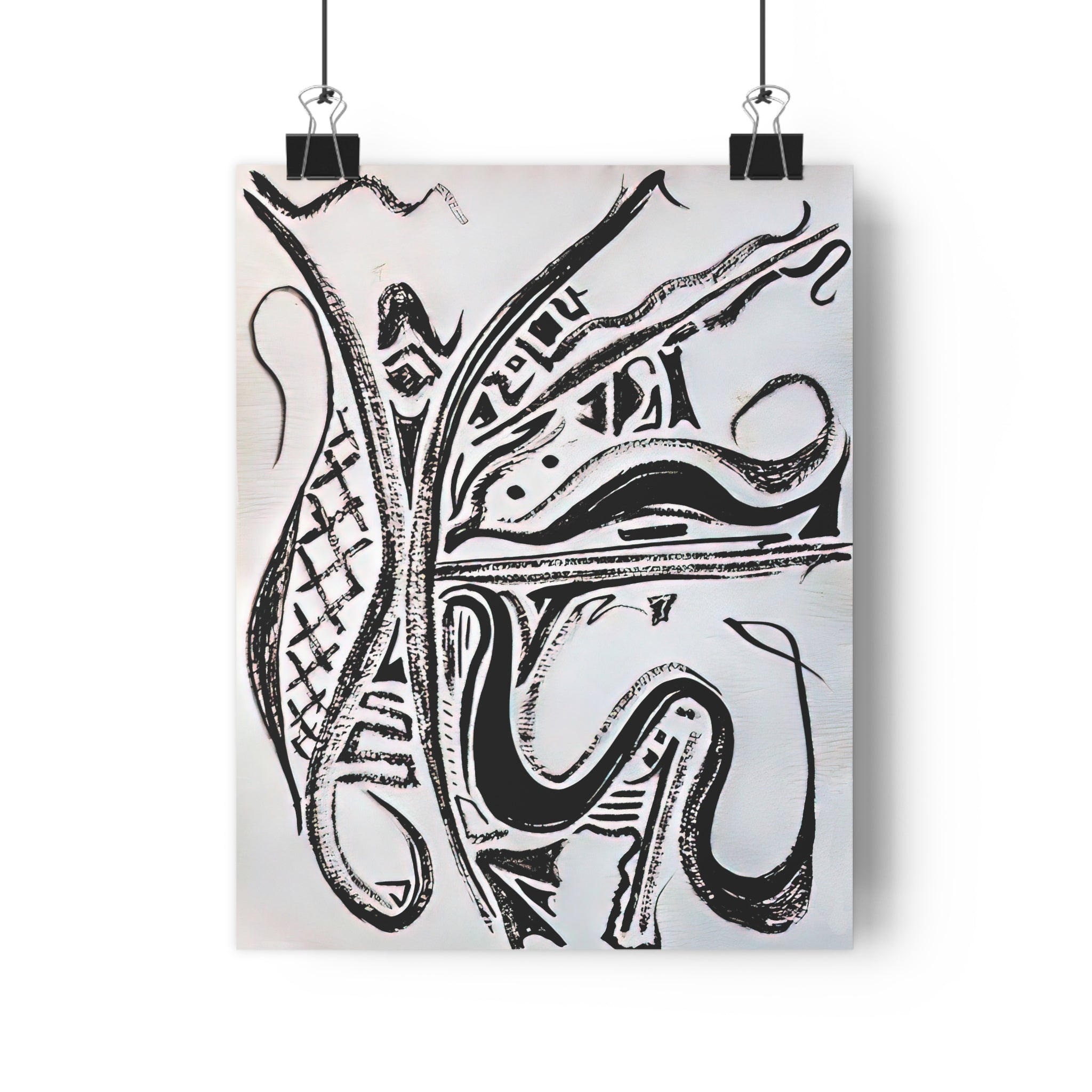 Rhythm in Monochrome-Abstract Black & White Giclée Art Print — Bold Monochrome Linework by autistic artist