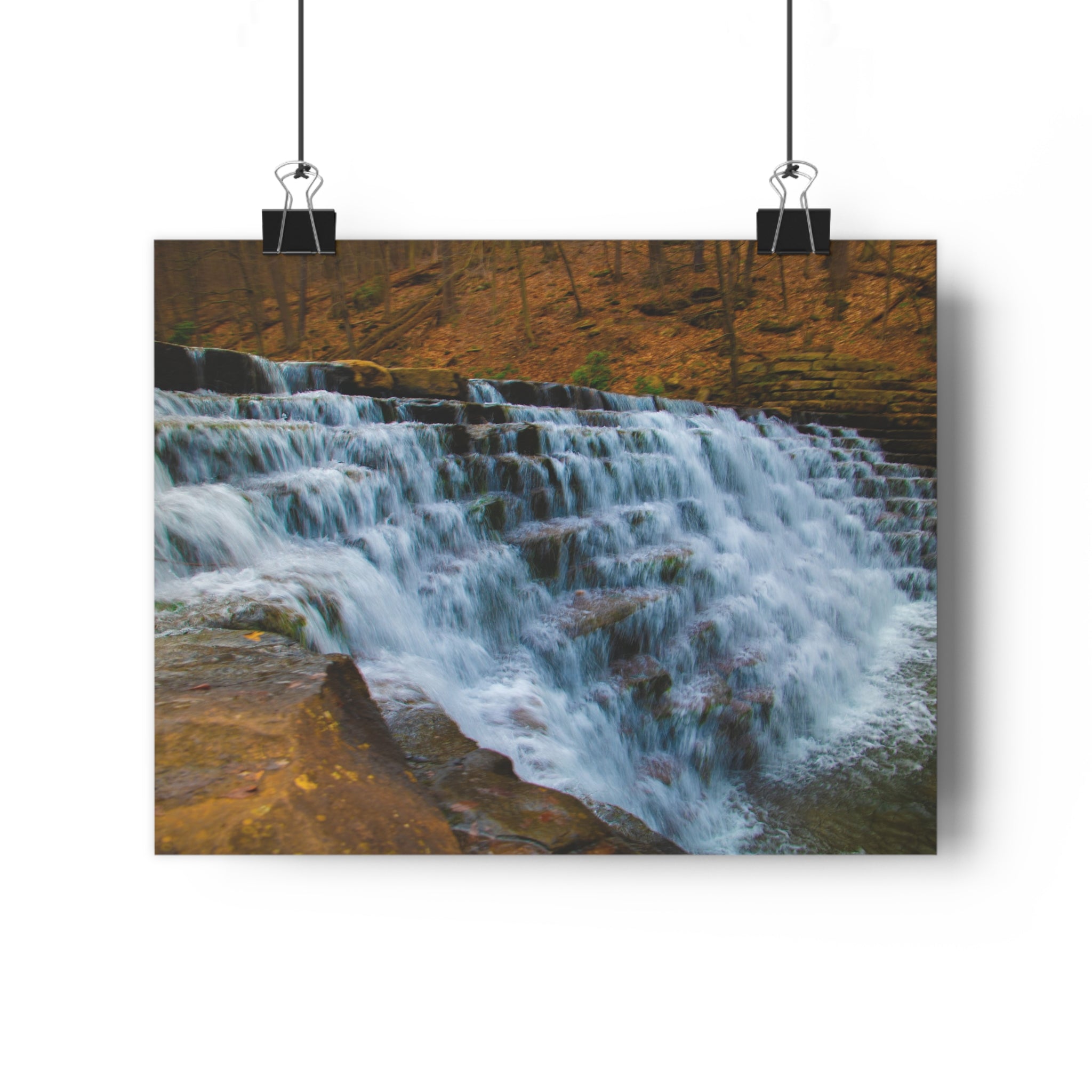Laurel Hill State Park Cascading Waterfall Giclée Art Print — Serene Cascading Falls Autumn Landscape Wall Art by autistic photographer