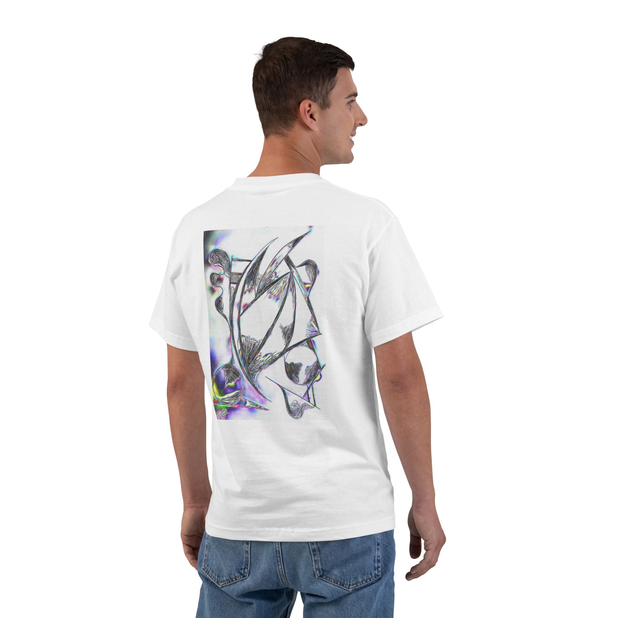 Abstract Delicate Linework T-Shirt — Iridescent Nature Graphic Tee