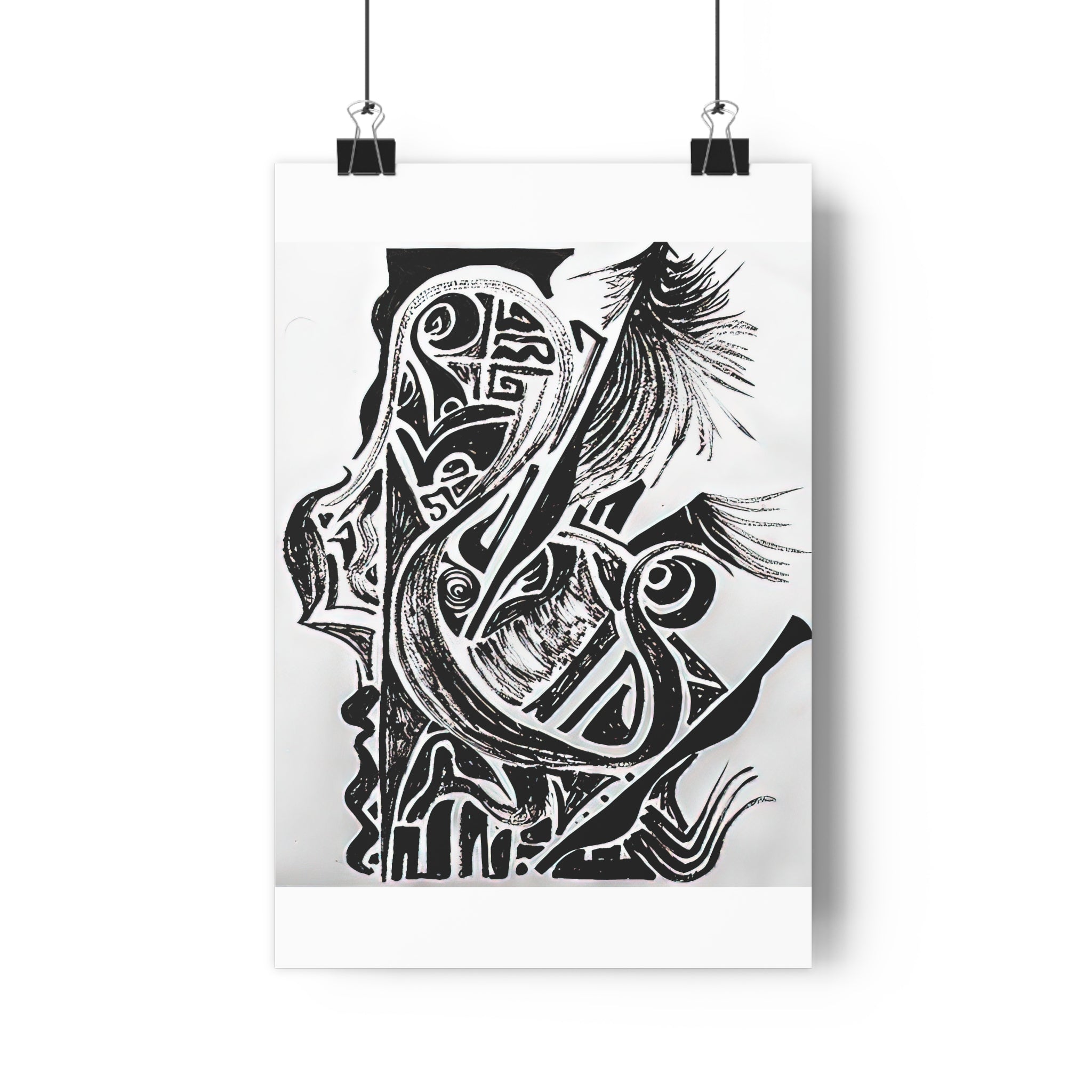 The Friction of Grace: Black & White Giclée Art Print-hand drawn by autistic artist