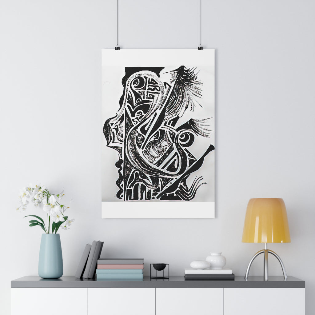 The Friction of Grace: Black & White Giclée Art Print-hand drawn by autistic artist