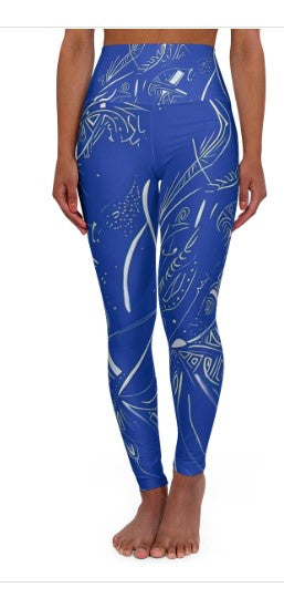 Ciphers of the Aether: Abyssal Phase High-Waisted Yoga Leggings — All-Over Print by autistic artist