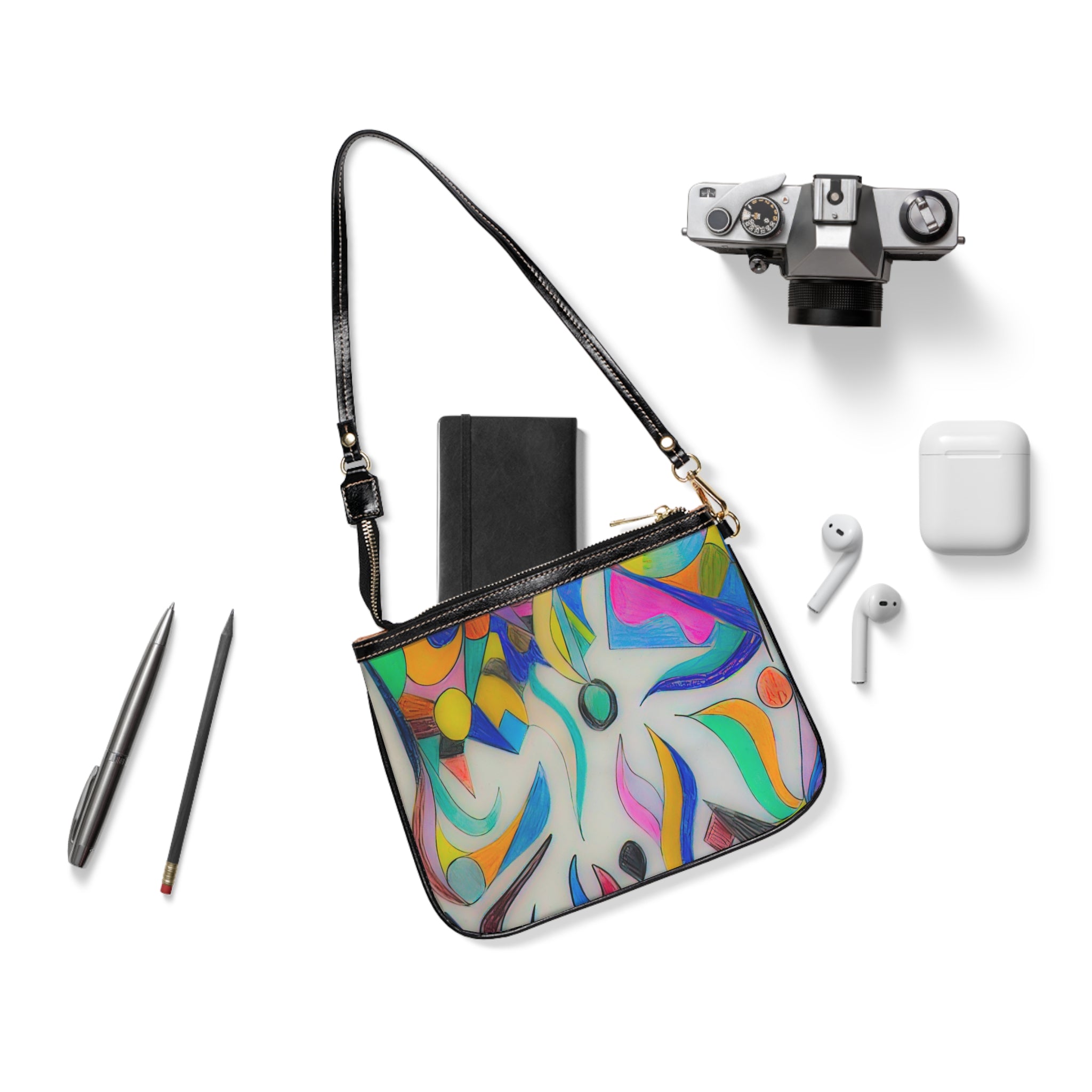 Abstract Color Splash Curvy Lines Shoulder Bag by autistic artist