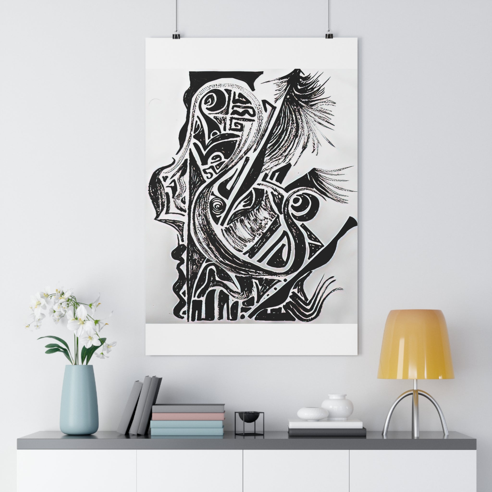 The Friction of Grace: Black & White Giclée Art Print-hand drawn by autistic artist