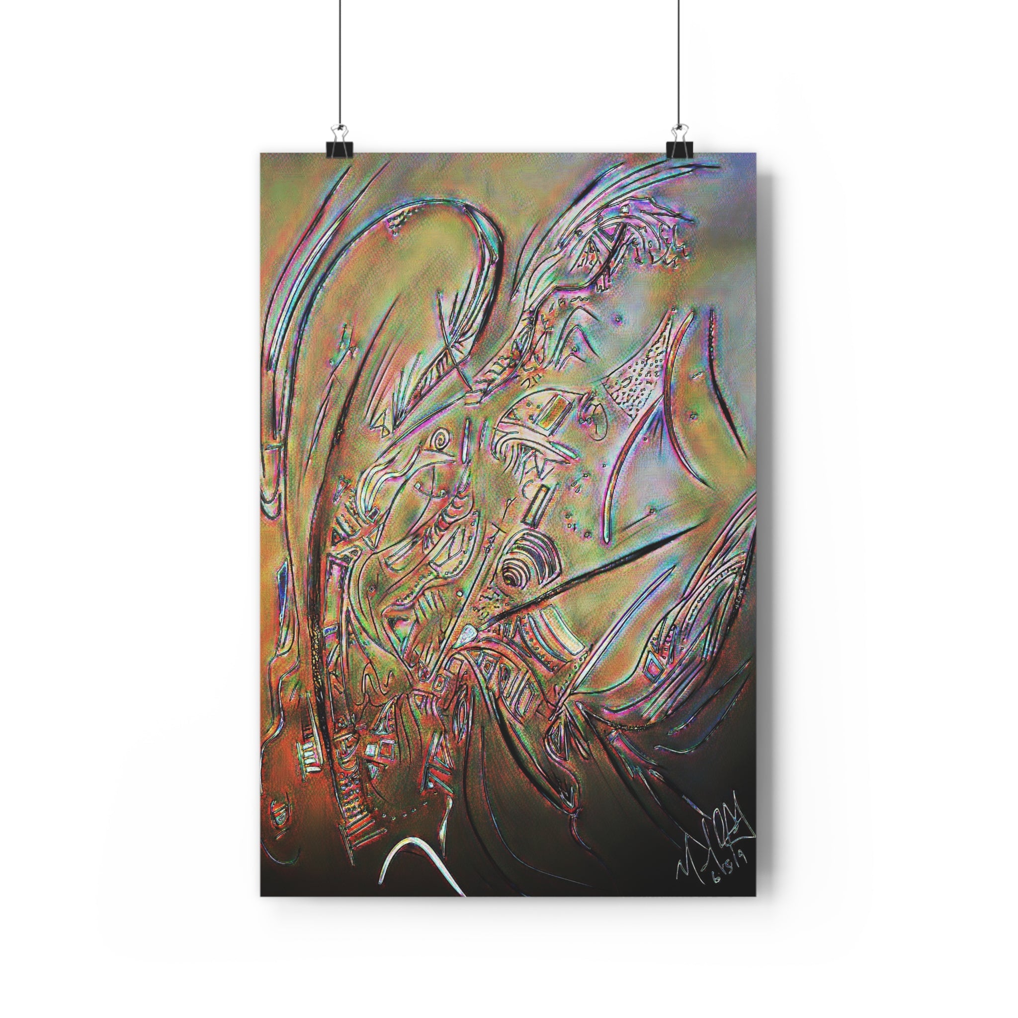 Abstract Angel Giclée Art Print — Iridescent Spiritual Wall Art
