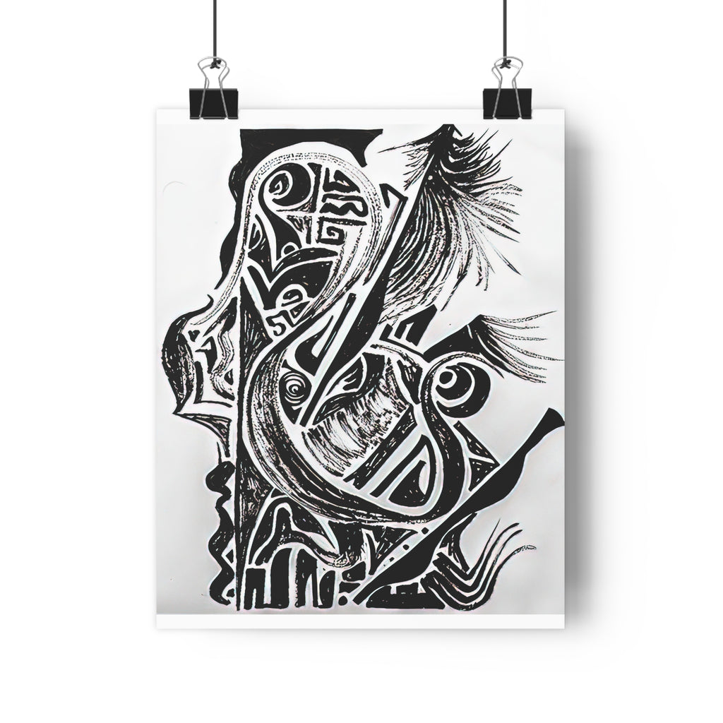 The Friction of Grace: Black & White Giclée Art Print-hand drawn by autistic artist