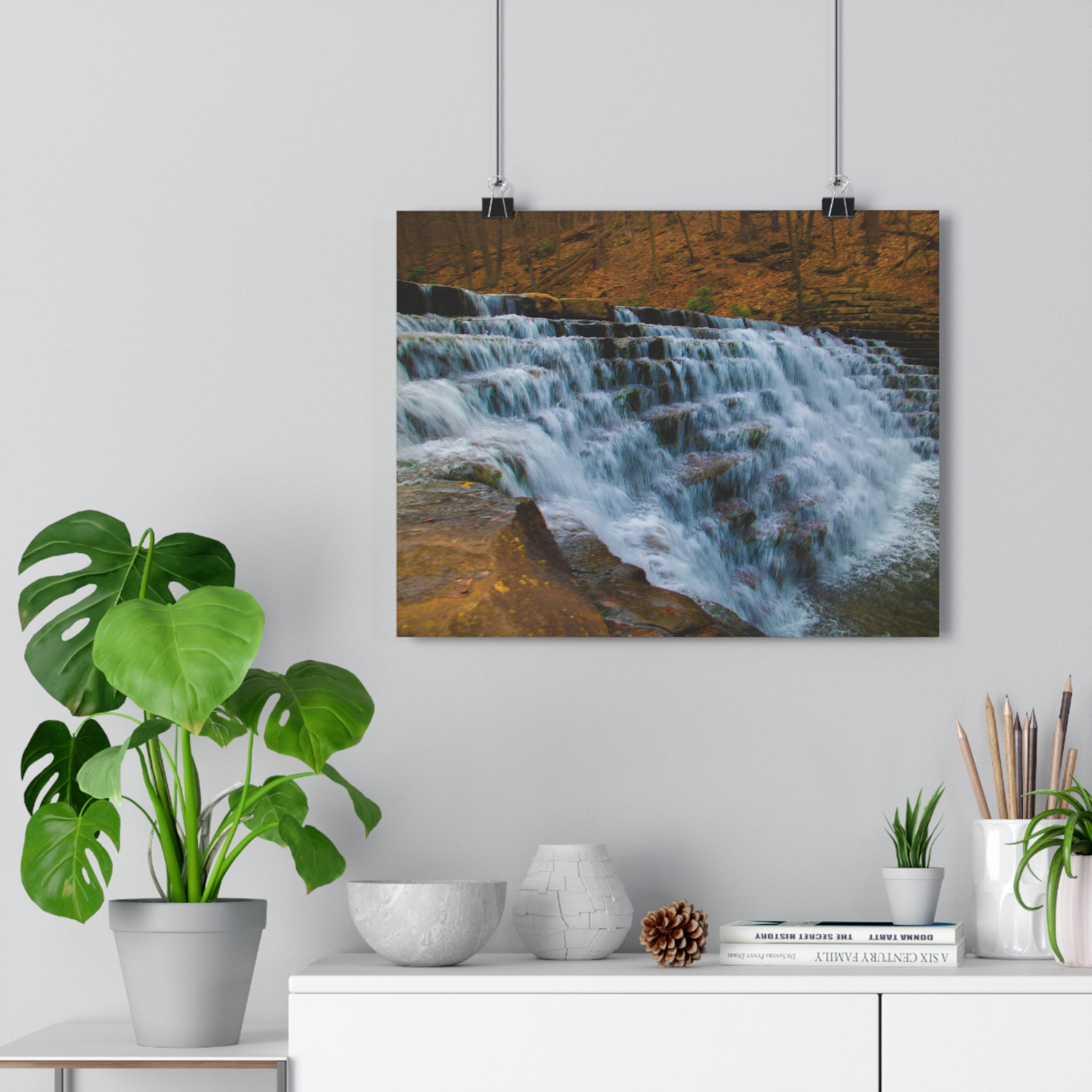 Laurel Hill State Park Cascading Waterfall Giclée Art Print — Serene Cascading Falls Autumn Landscape Wall Art by autistic photographer
