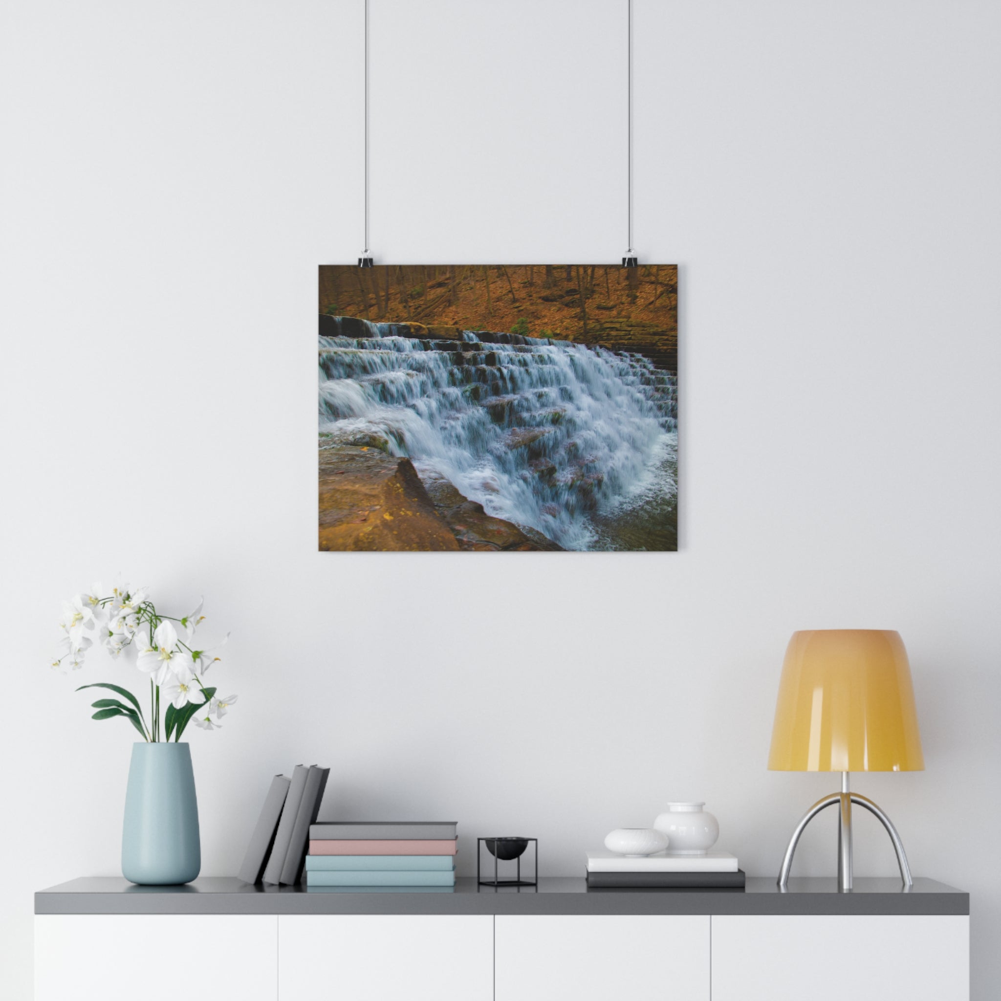 Laurel Hill State Park Cascading Waterfall Giclée Art Print — Serene Cascading Falls Autumn Landscape Wall Art by autistic photographer