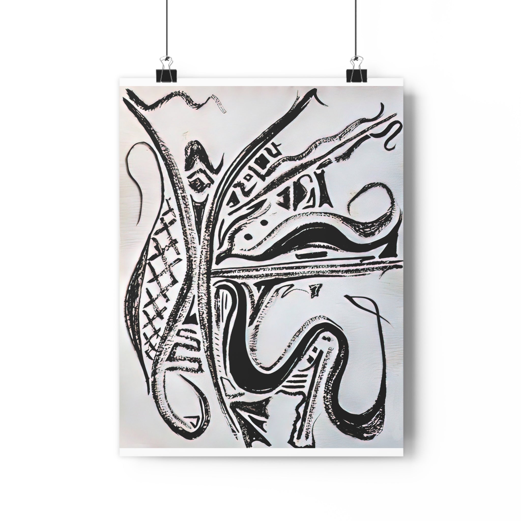 Rhythm in Monochrome-Abstract Black & White Giclée Art Print — Bold Monochrome Linework by autistic artist