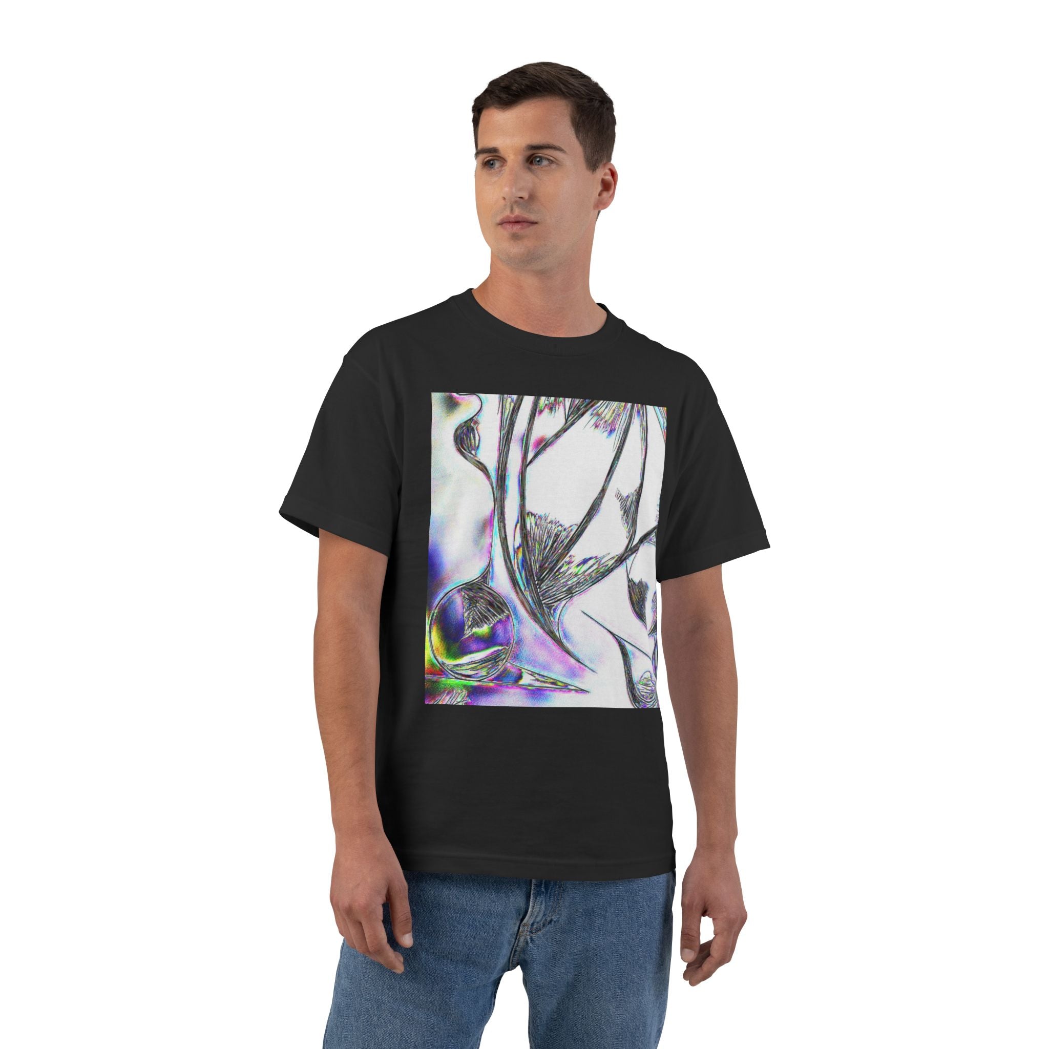 Abstract Delicate Linework T-Shirt — Iridescent Nature Graphic Tee