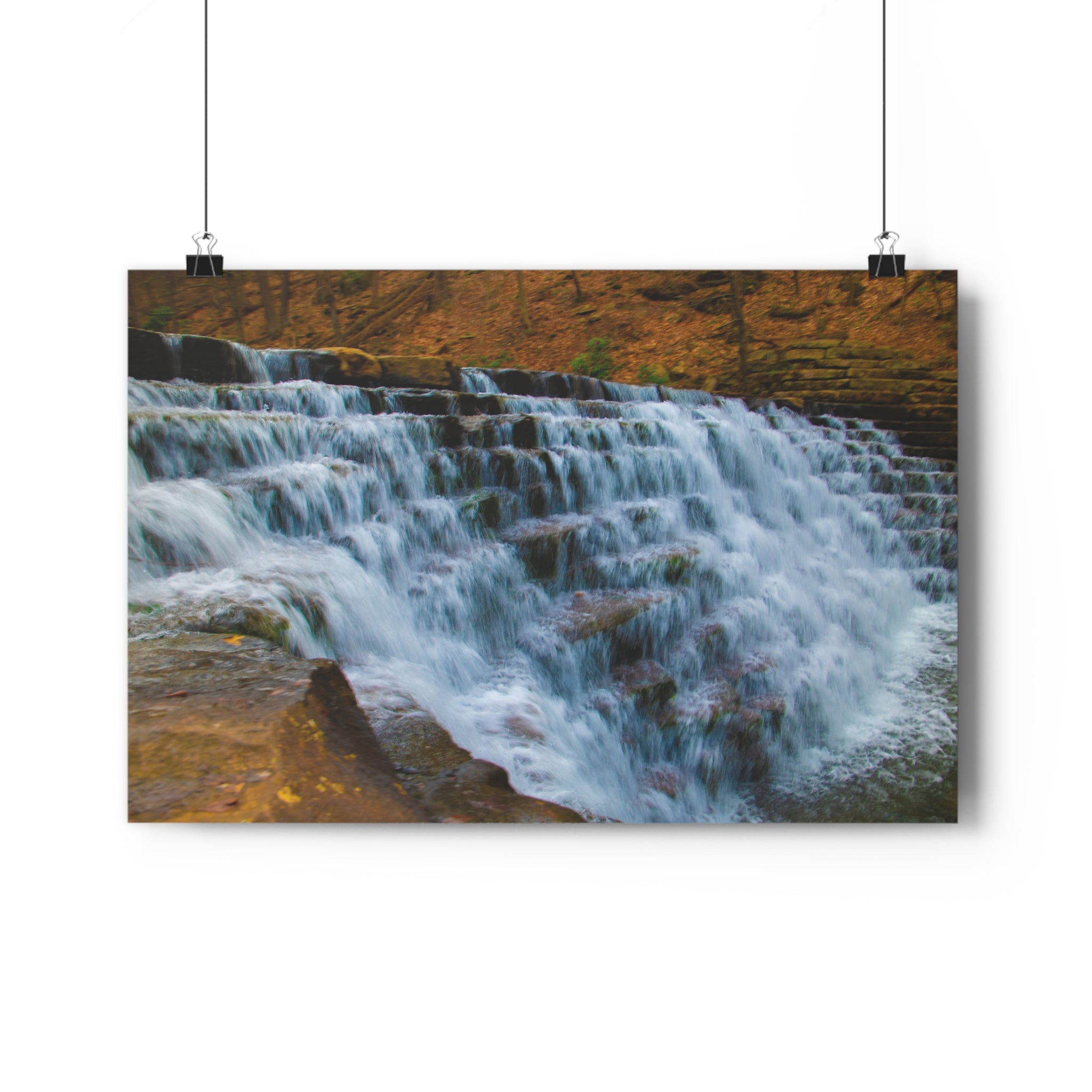 Laurel Hill State Park Cascading Waterfall Giclée Art Print — Serene Cascading Falls Autumn Landscape Wall Art by autistic photographer