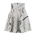 Abstract Black & White Floral Skater Skirt — Artistic All-Over Print by autistic artist