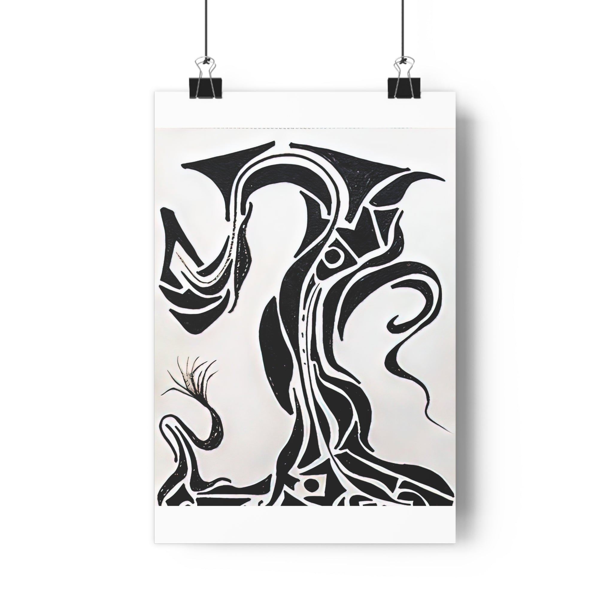 Giclée Art Print — Abstract Black & White Gnarled Coastal Tree Illustration by autistic artist
