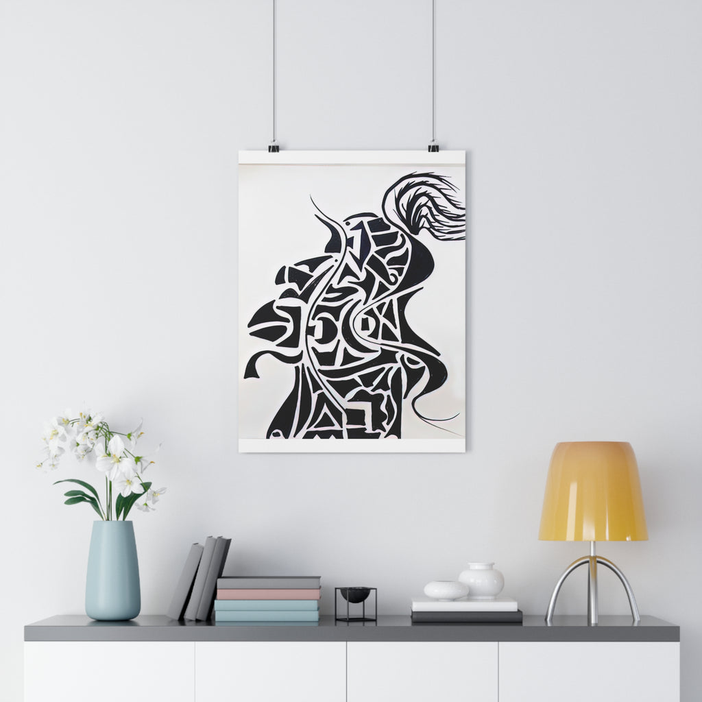Giclée Art Print — The Vanguard: Abstract Knight Silhouette Monochrome Warrior – Hand-Drawn Minimalist Ink Art by autistic artist