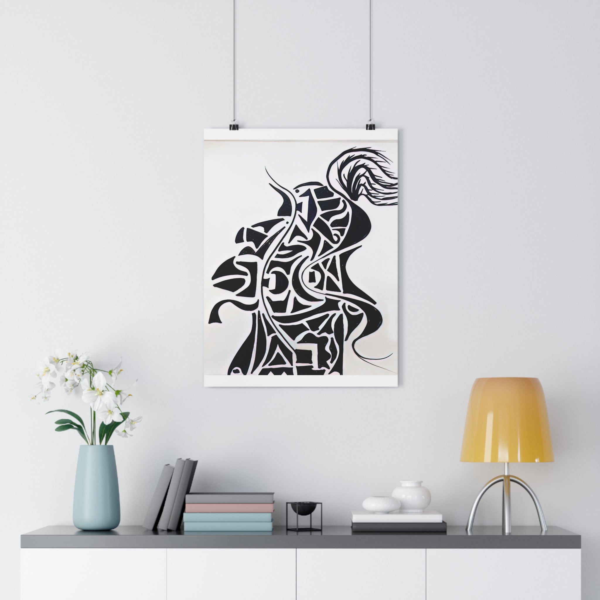 Giclée Art Print — The Vanguard: Abstract Knight Silhouette Monochrome Warrior – Hand-Drawn Minimalist Ink Art by autistic artist