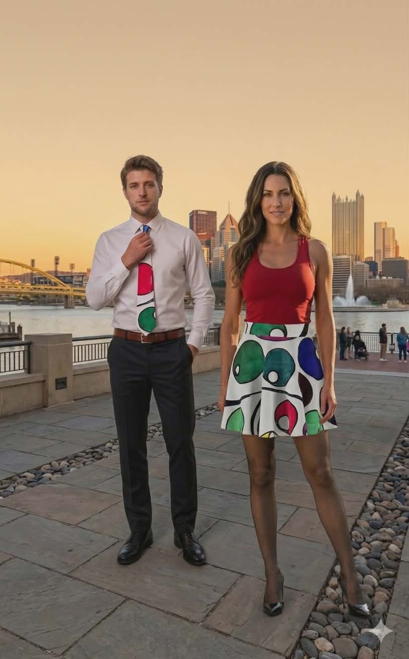 Art That Looks Back - Color Dot Necktie – Retro Polka Dot Art Print Tie by autistic artist