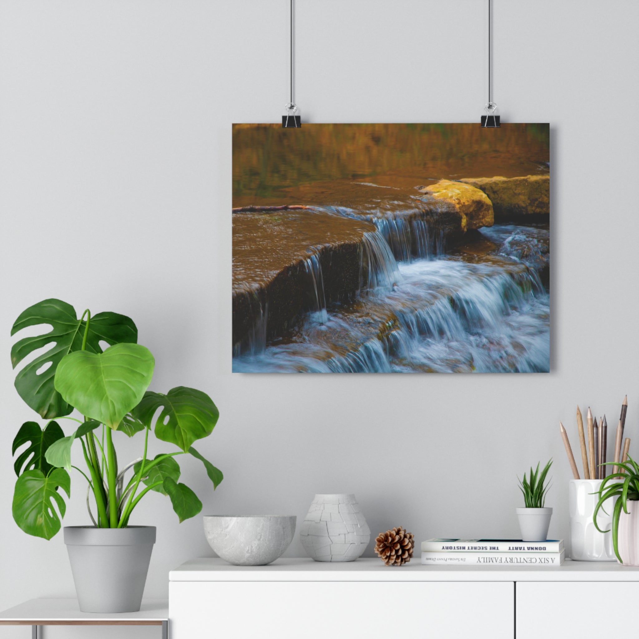 Laurel Hill State Park Waterfall Giclée Art Print Close-up — Serene Cascading Falls Autumn Landscape Wall Art by autistic photographer
