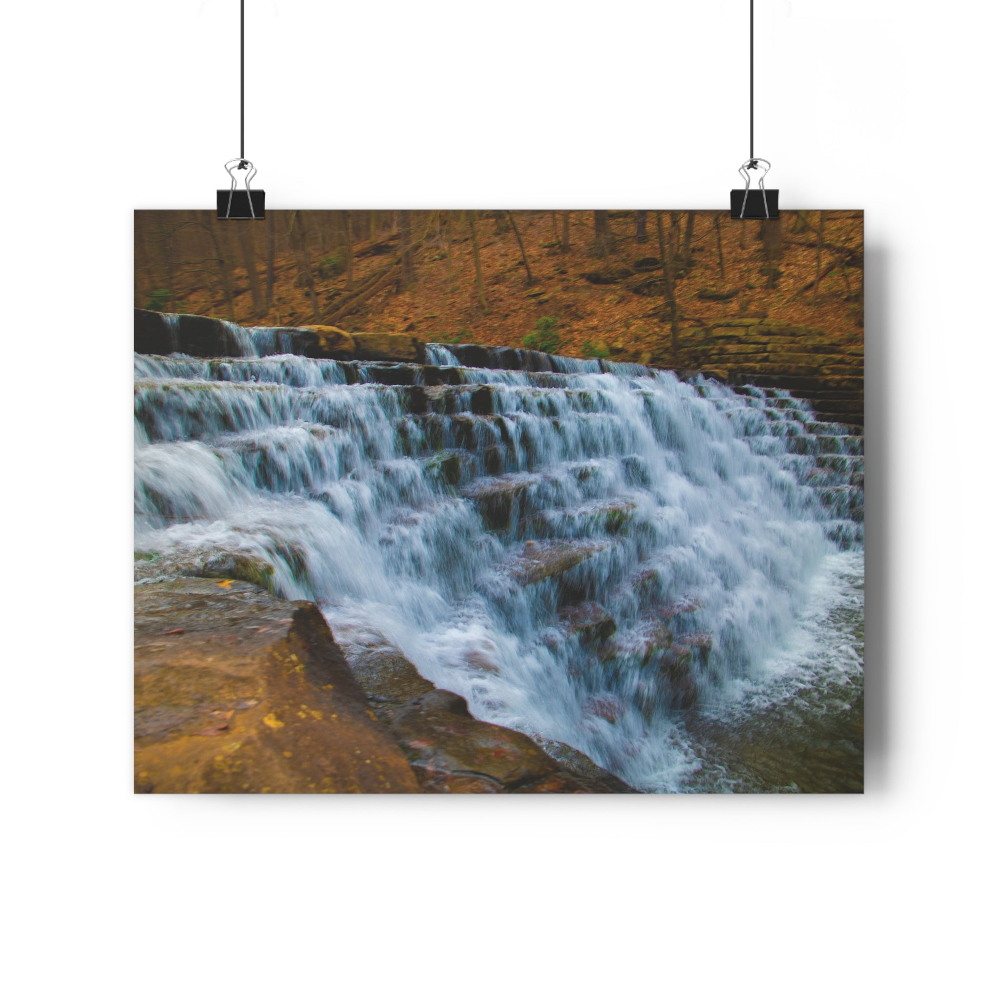 Laurel Hill State Park Cascading Waterfall Giclée Art Print — Serene Cascading Falls Autumn Landscape Wall Art by autistic photographer