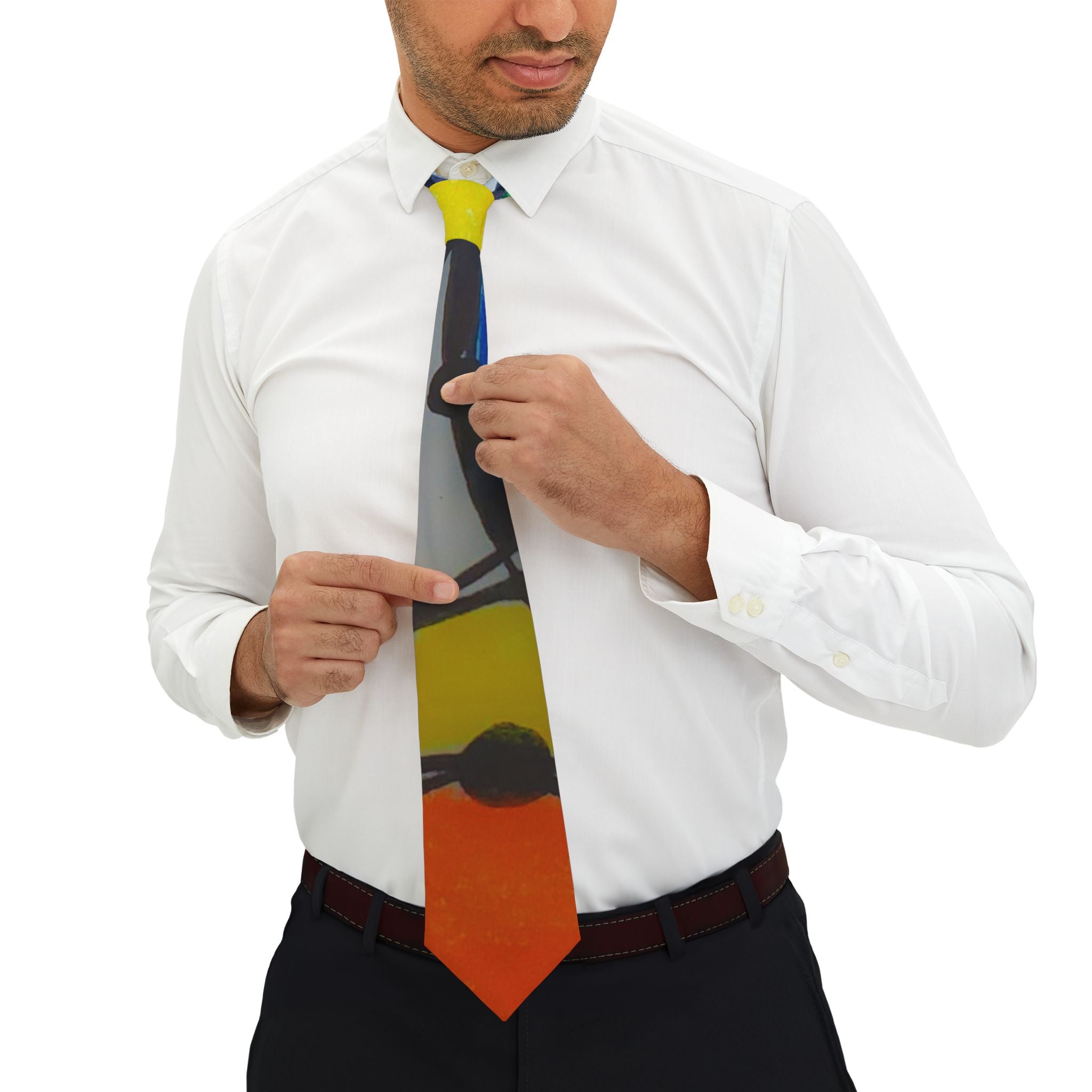 Abstract Colorblock Necktie — Bold Orange, Yellow & Blue Art Tie by autistic artist
