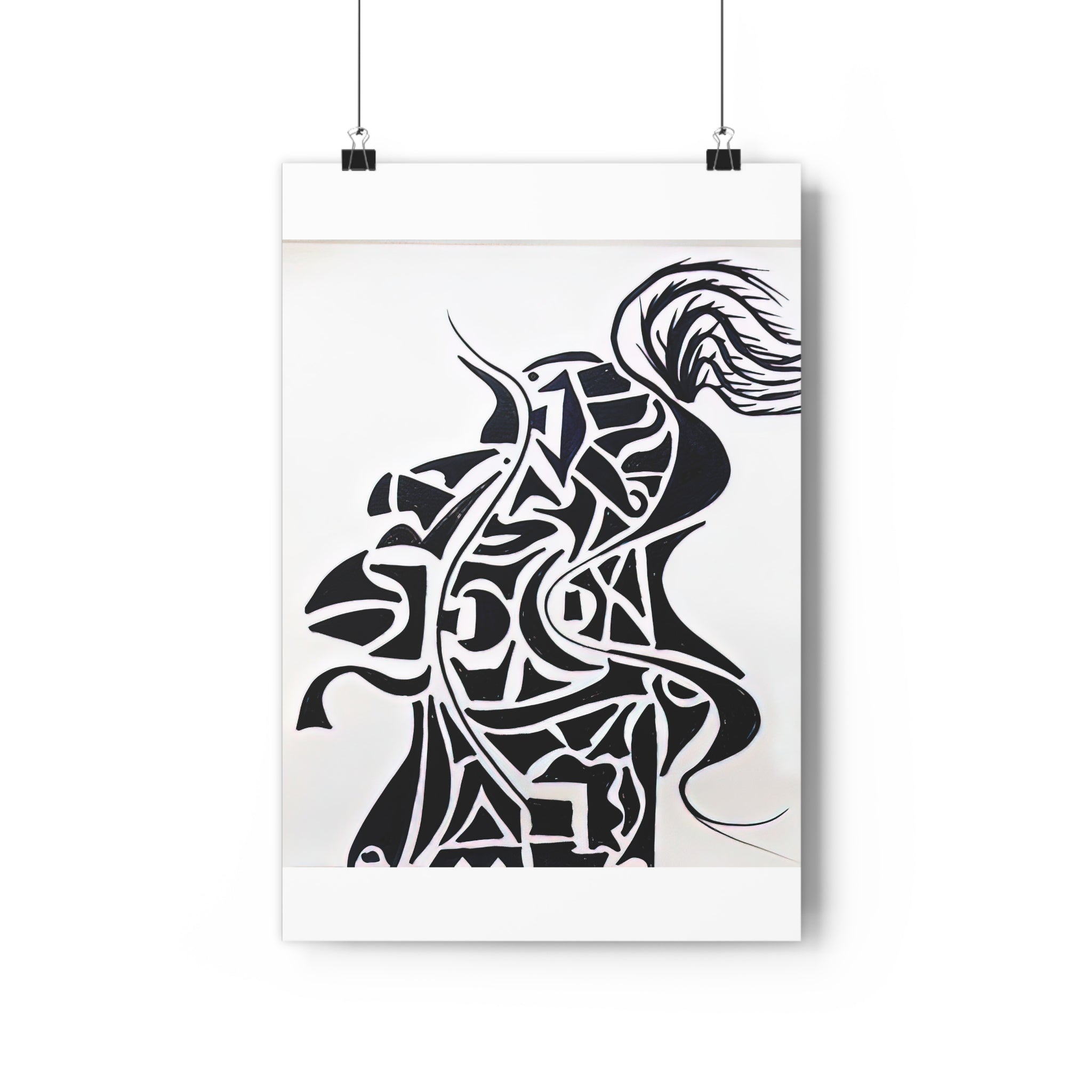 Giclée Art Print — The Vanguard: Abstract Knight Silhouette Monochrome Warrior – Hand-Drawn Minimalist Ink Art by autistic artist