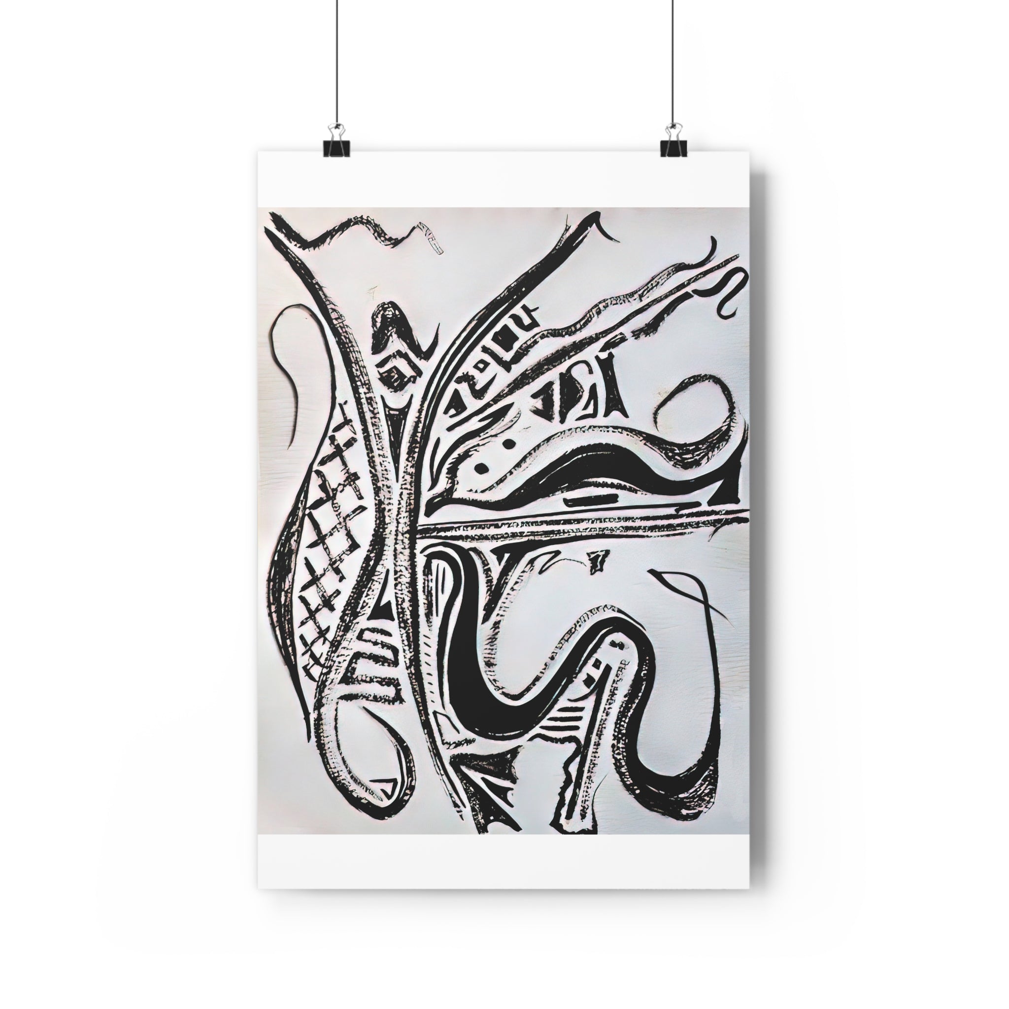 Rhythm in Monochrome-Abstract Black & White Giclée Art Print — Bold Monochrome Linework by autistic artist