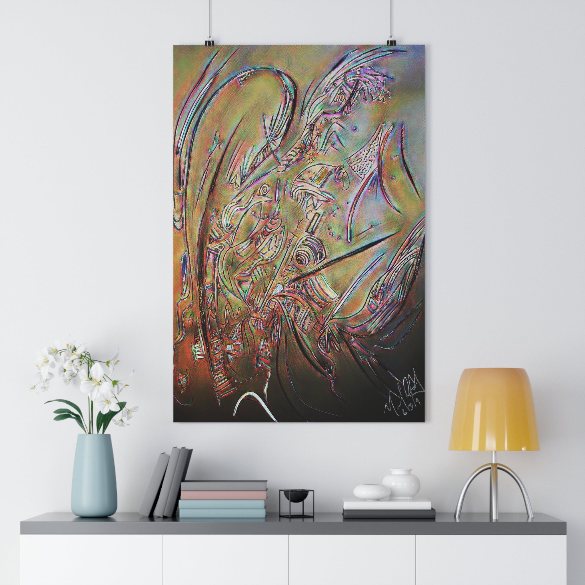 Abstract Angel Giclée Art Print — Iridescent Spiritual Wall Art