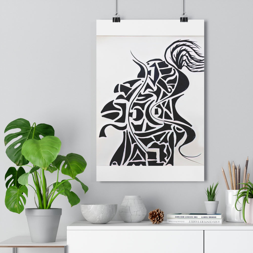 Giclée Art Print — The Vanguard: Abstract Knight Silhouette Monochrome Warrior – Hand-Drawn Minimalist Ink Art by autistic artist