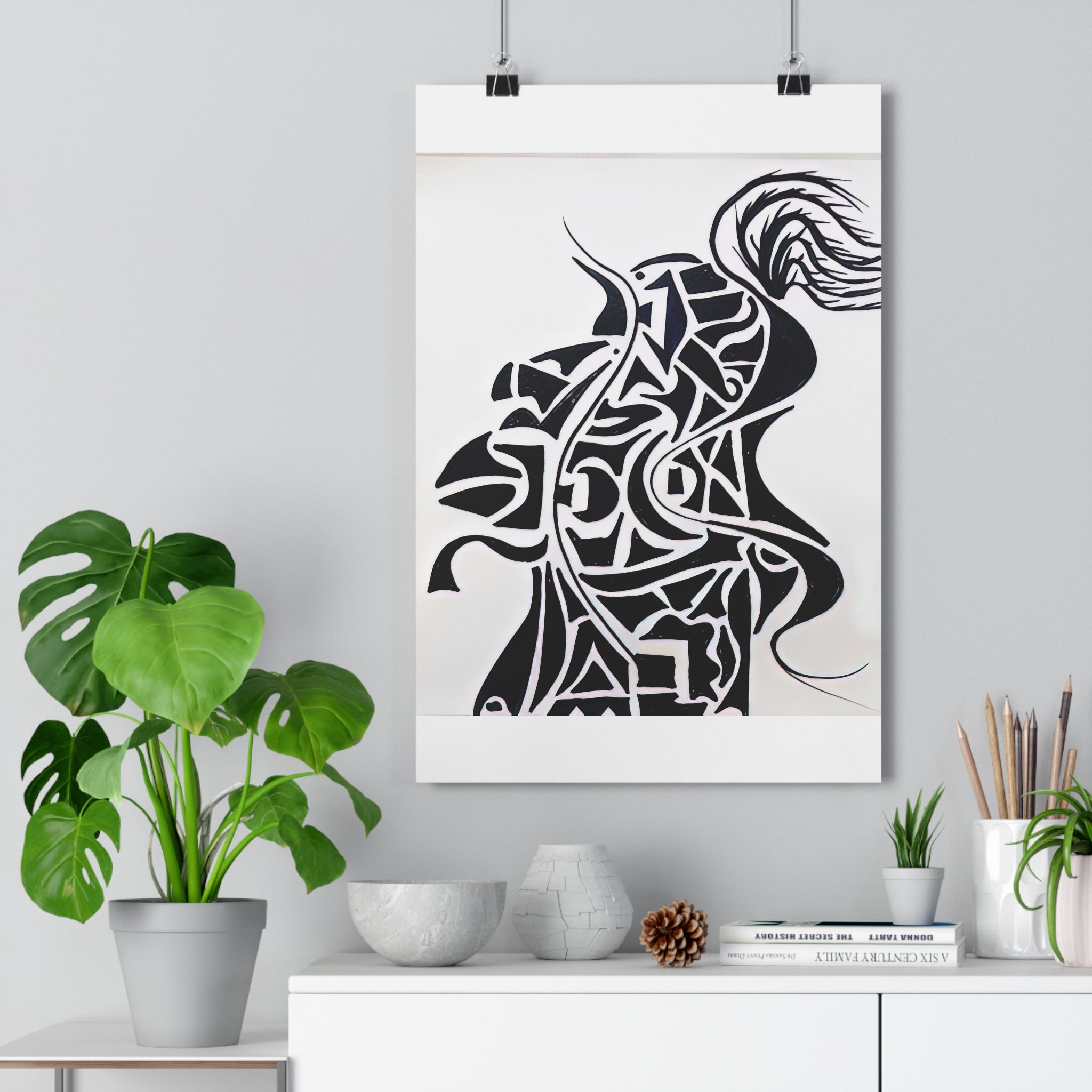 Giclée Art Print — The Vanguard: Abstract Knight Silhouette Monochrome Warrior – Hand-Drawn Minimalist Ink Art by autistic artist