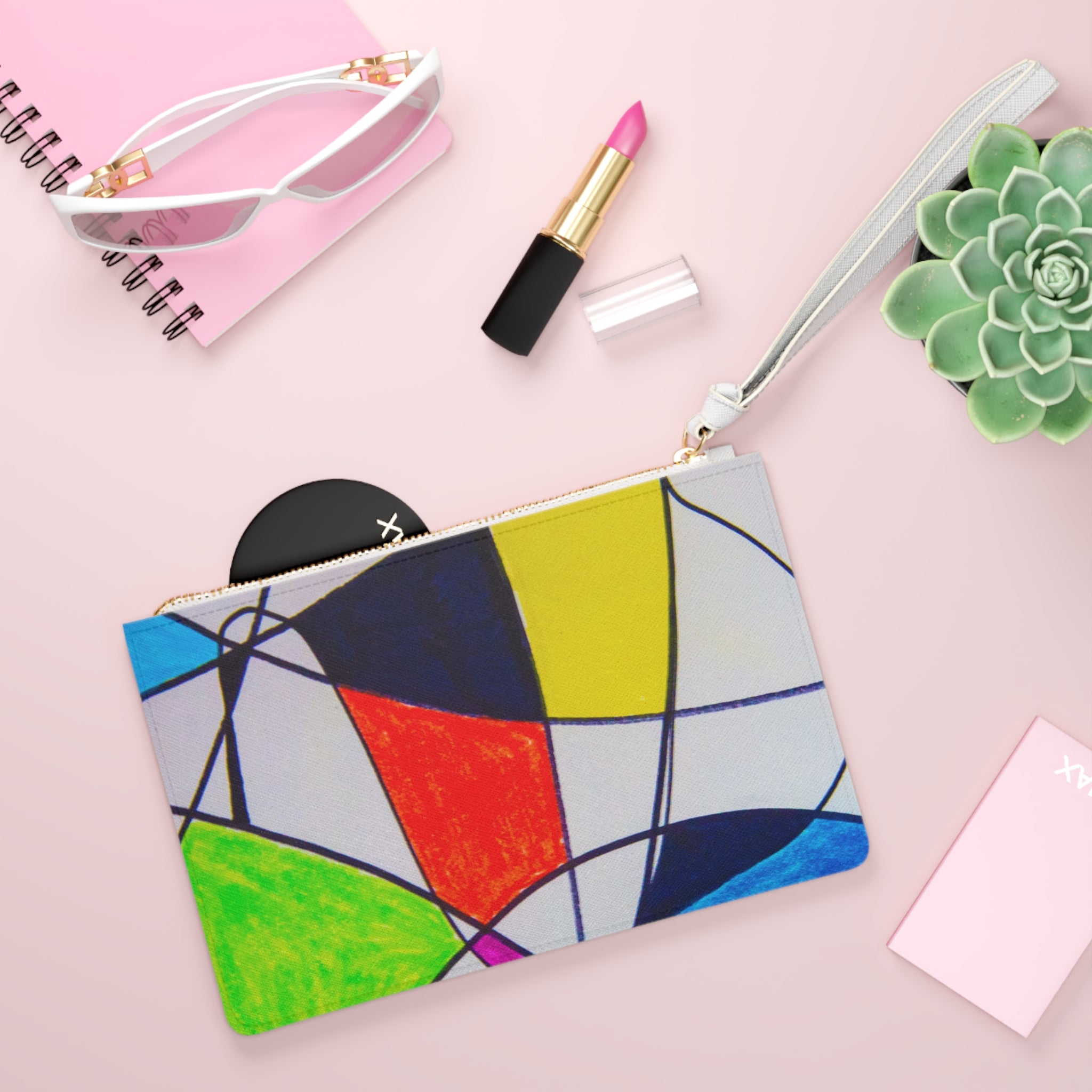 Abstract Color-Block Clutch Bag — Hand-Drawn Art Wristlet (Autistic Artist)